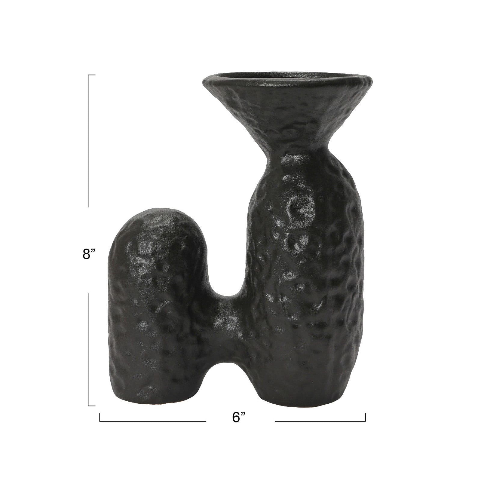 Hello Honey&#xAE; 8&#x22; Matte Black Textured Stoneware Sculptural Vase