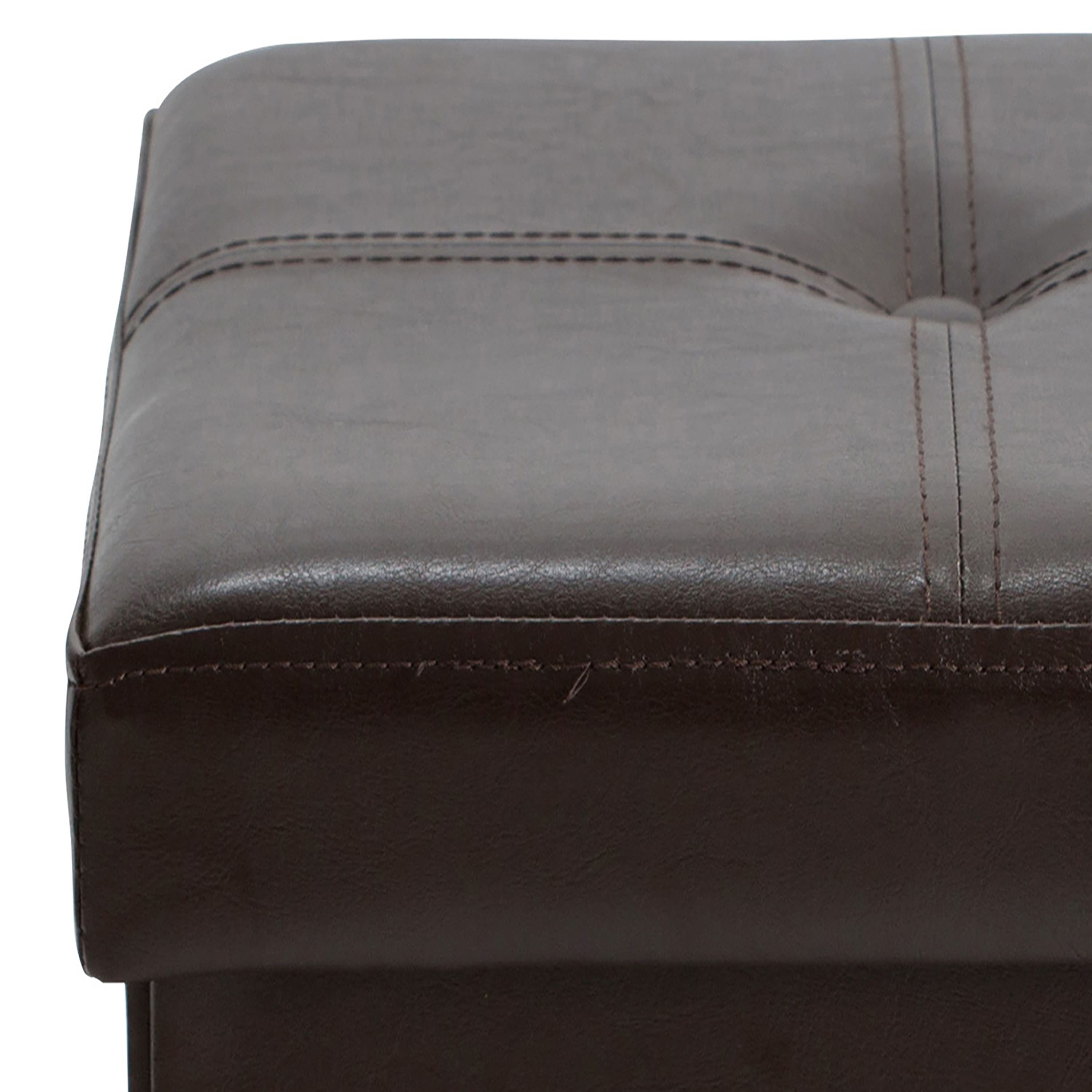 Simplify Faux Leather Folding Storage Ottoman Cube