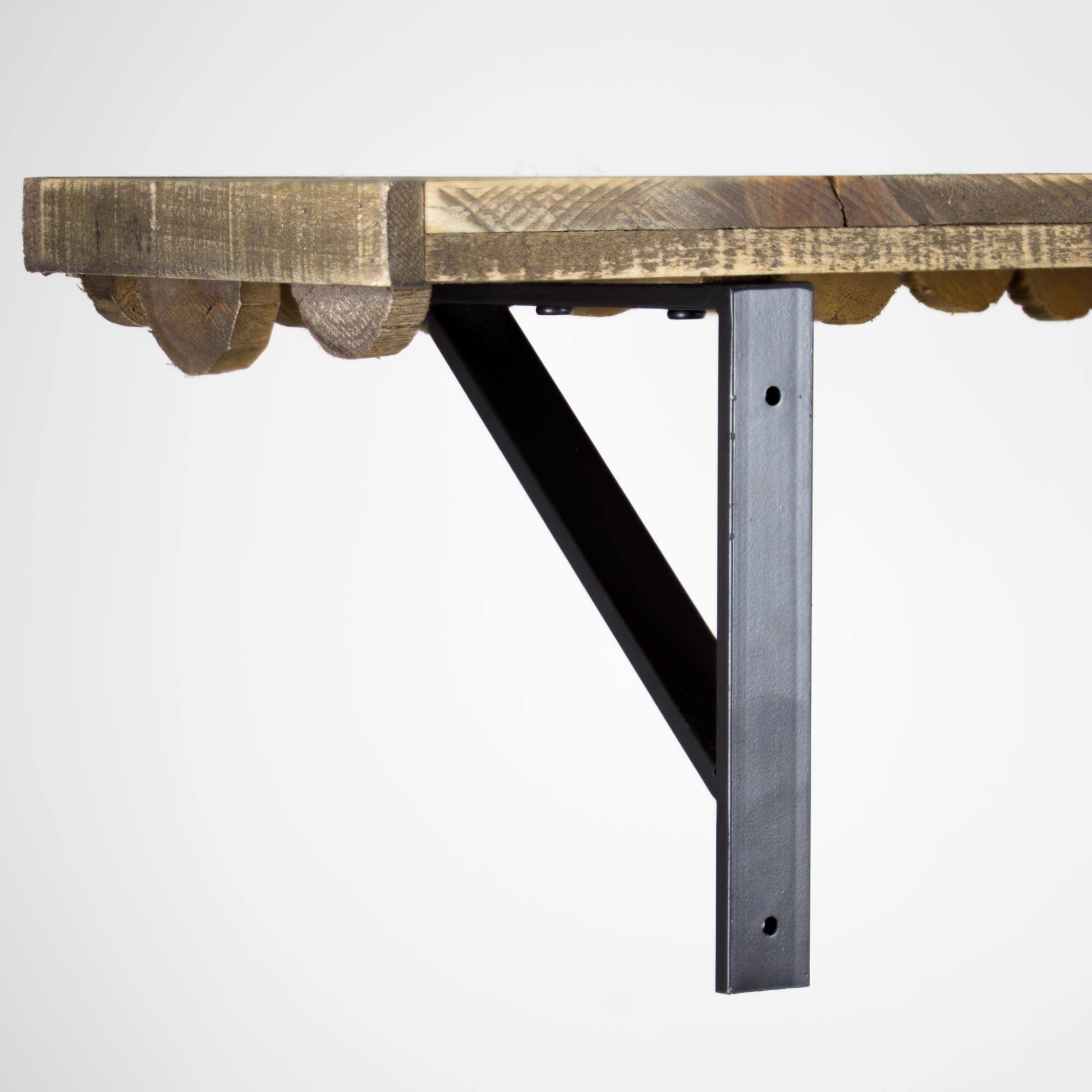 Large Scalloped Wood Rustic Floating Shelf