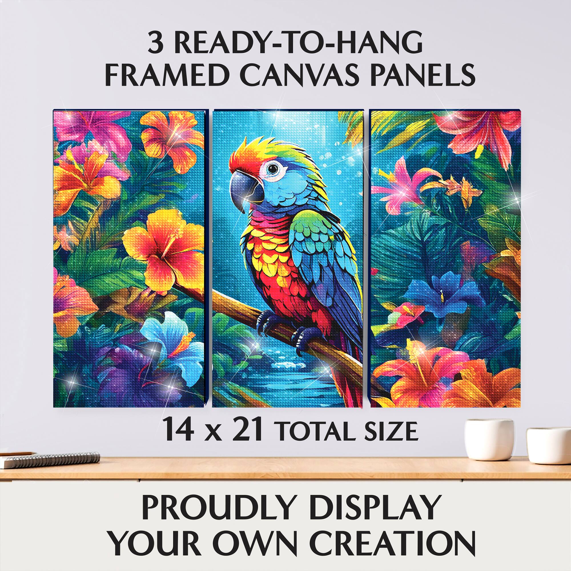 ArtSkills® Brilliant Art Parrot Paradise Stretched Canvas Diamond Painting Kit