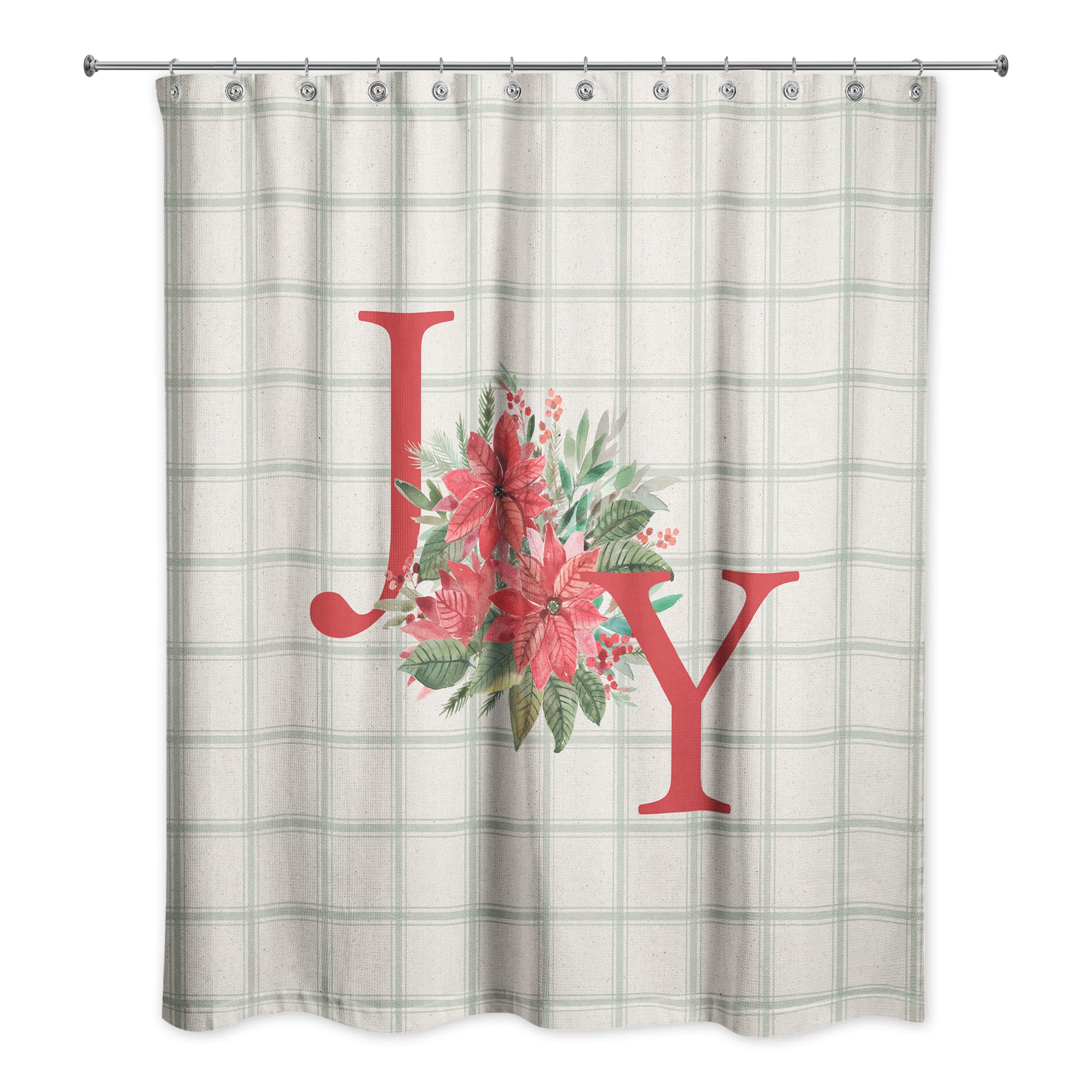 Joy Poinsettia Shower Curtain