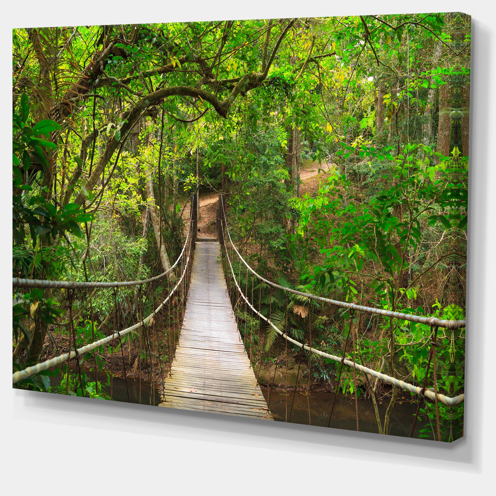 Designart - Bridge to Jungle Thailand - Landscape Photo Canvas Art Print
