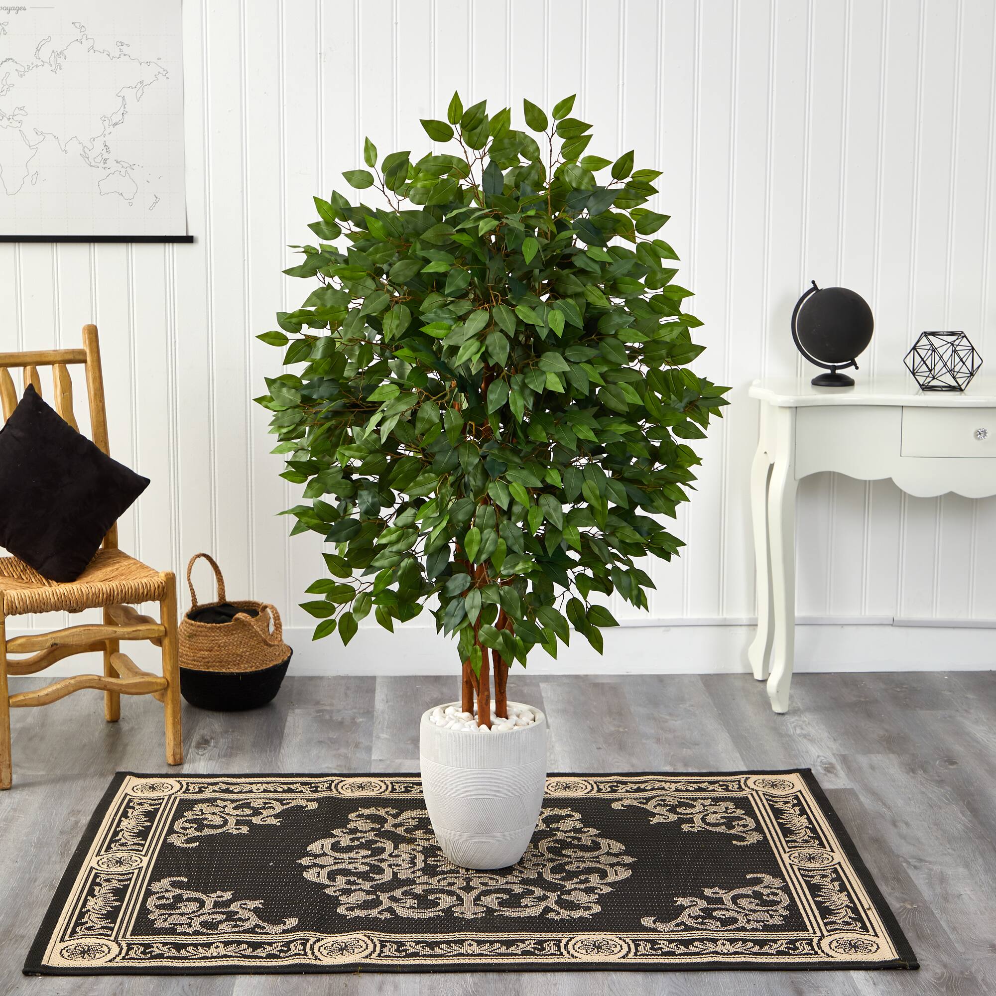 57" Super Deluxe Ficus Tree in White Planter