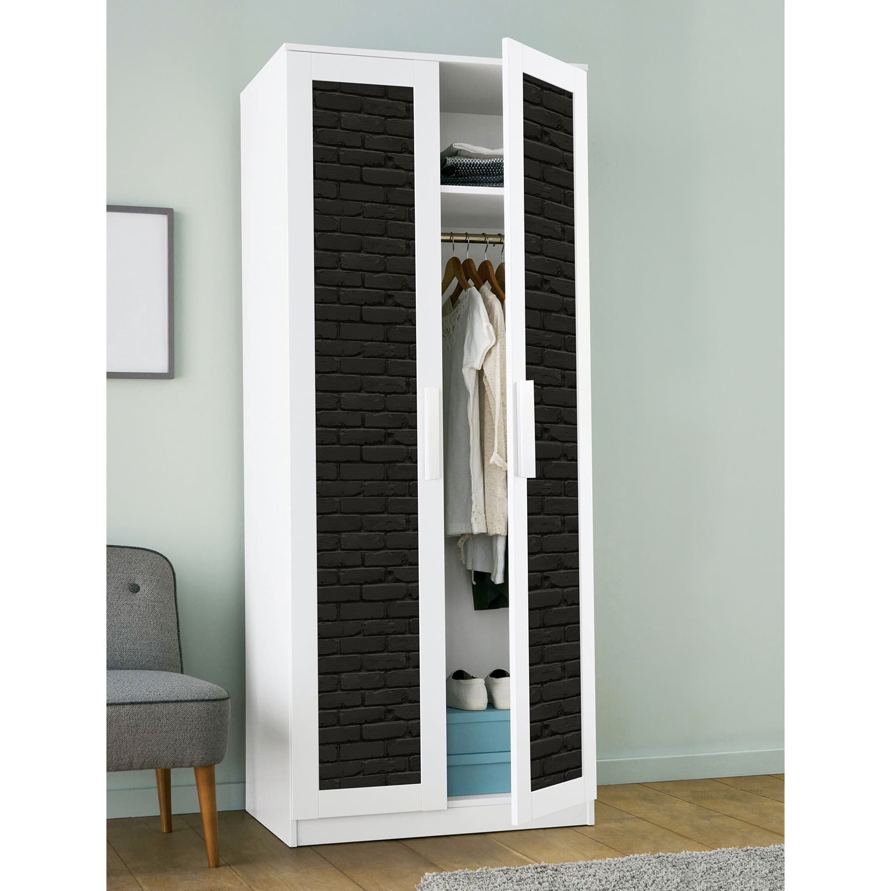 NuWallpaper Black Amsterdam Brick Peel & Stick Wallpaper