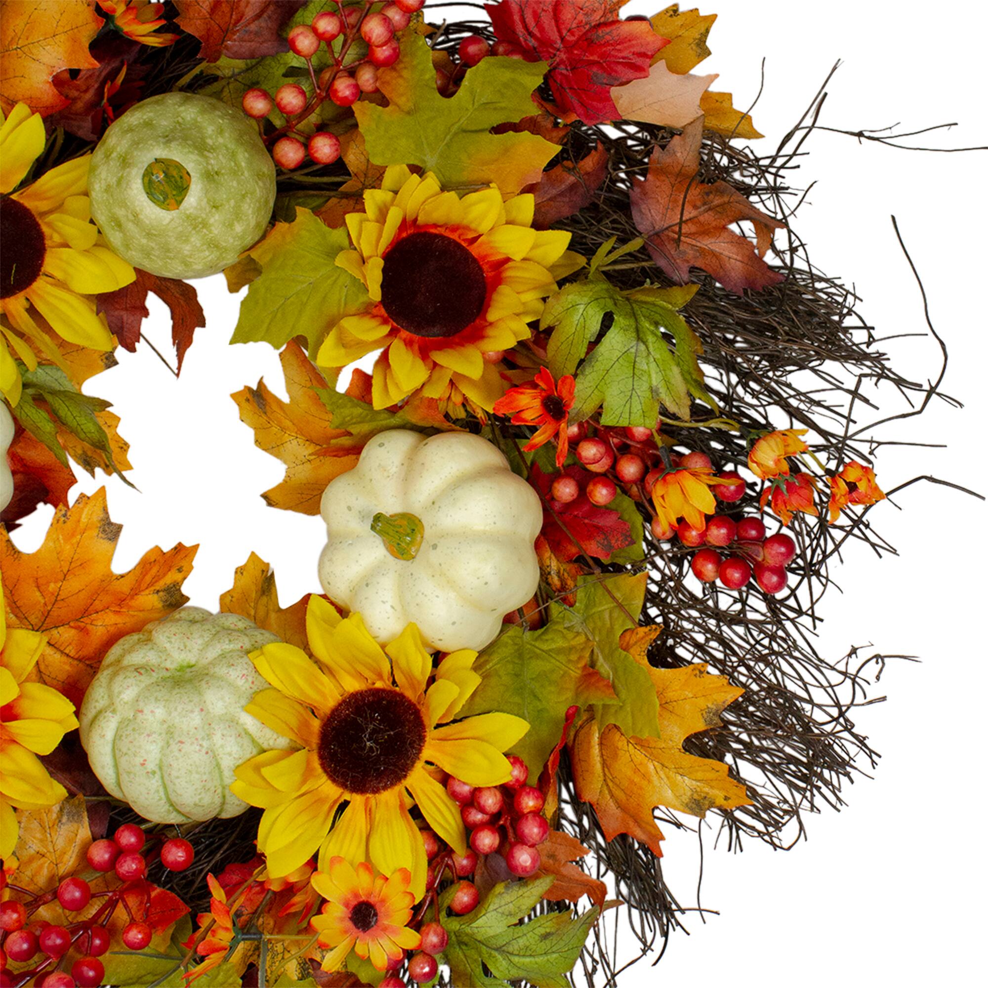 26" Sunflowers & Gourds Thanksgiving Wreath