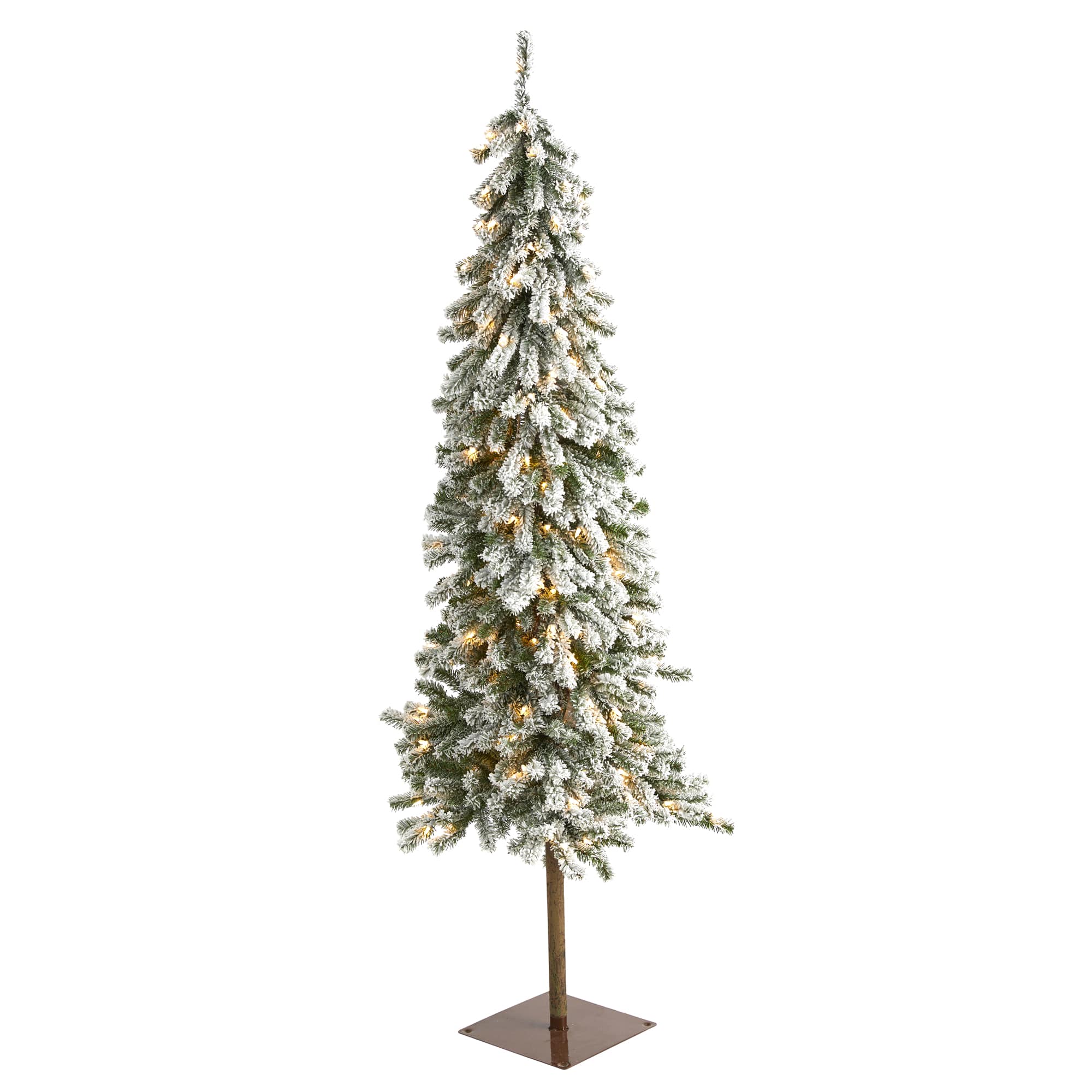 6ft. Pre-Lit Flocked Alpine Artificial Christmas Tree, Clear LED Lights