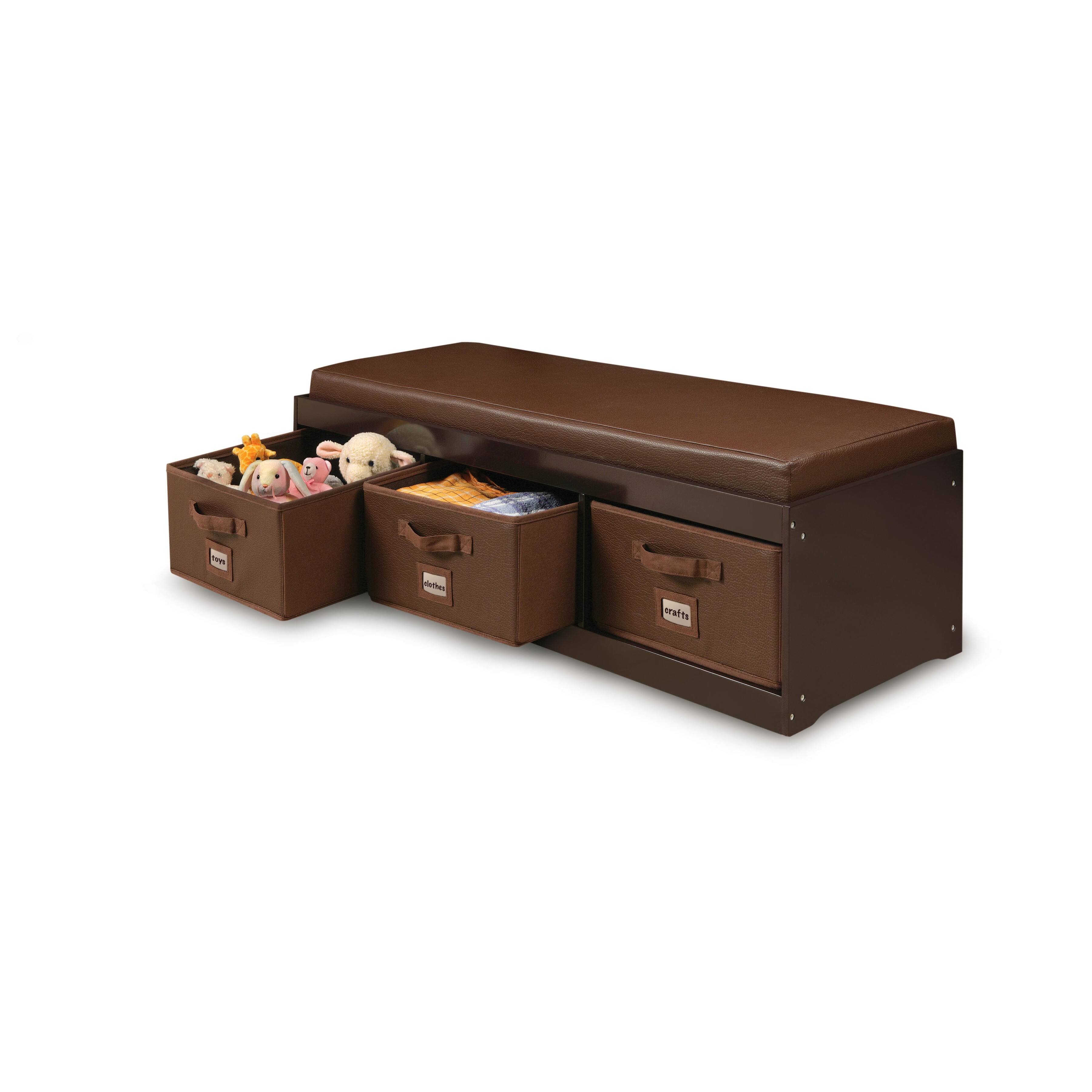 Badger Basket Kid's Cushioned Storage Bench With Three Bins