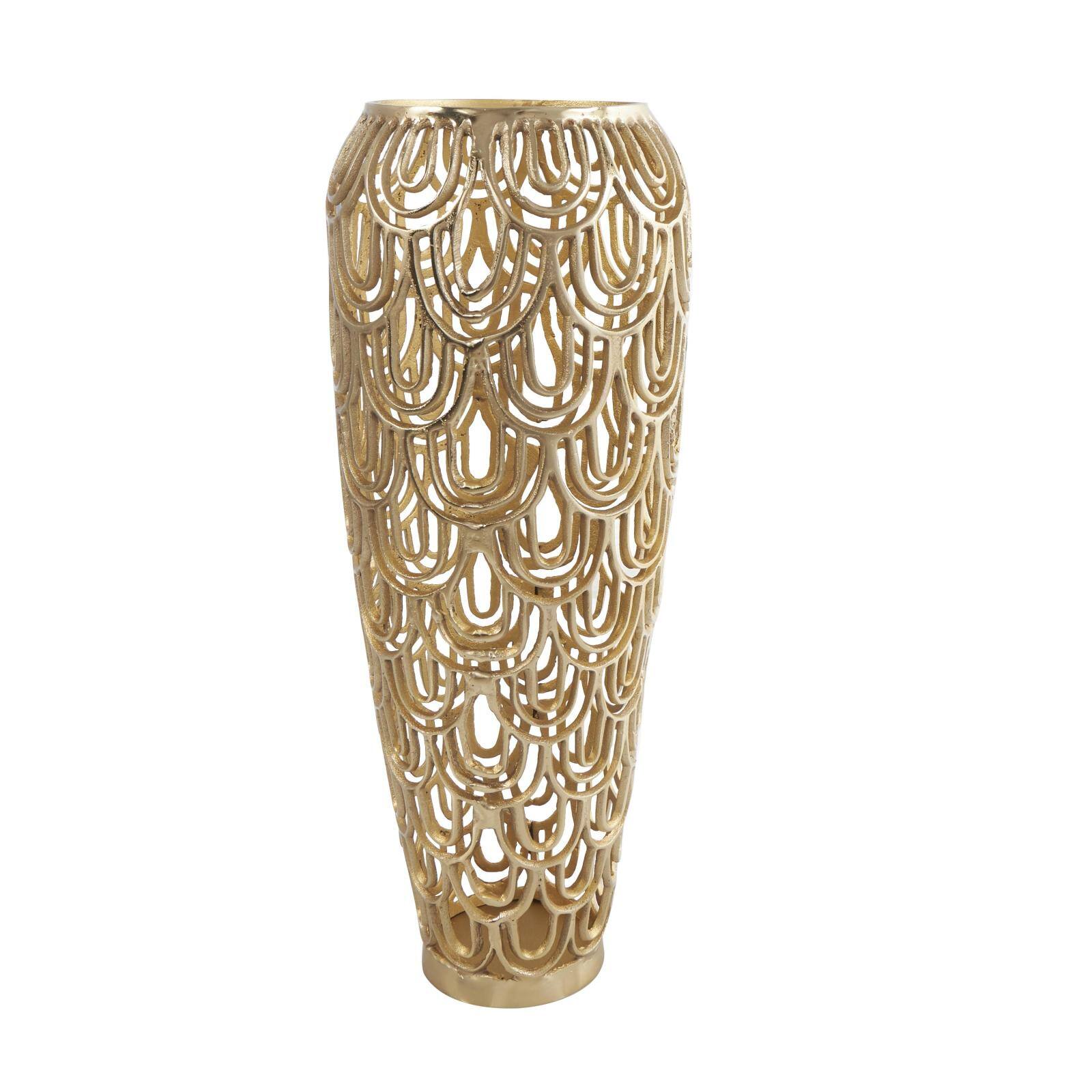 25" Gold Aluminum Metal Arched Vase
