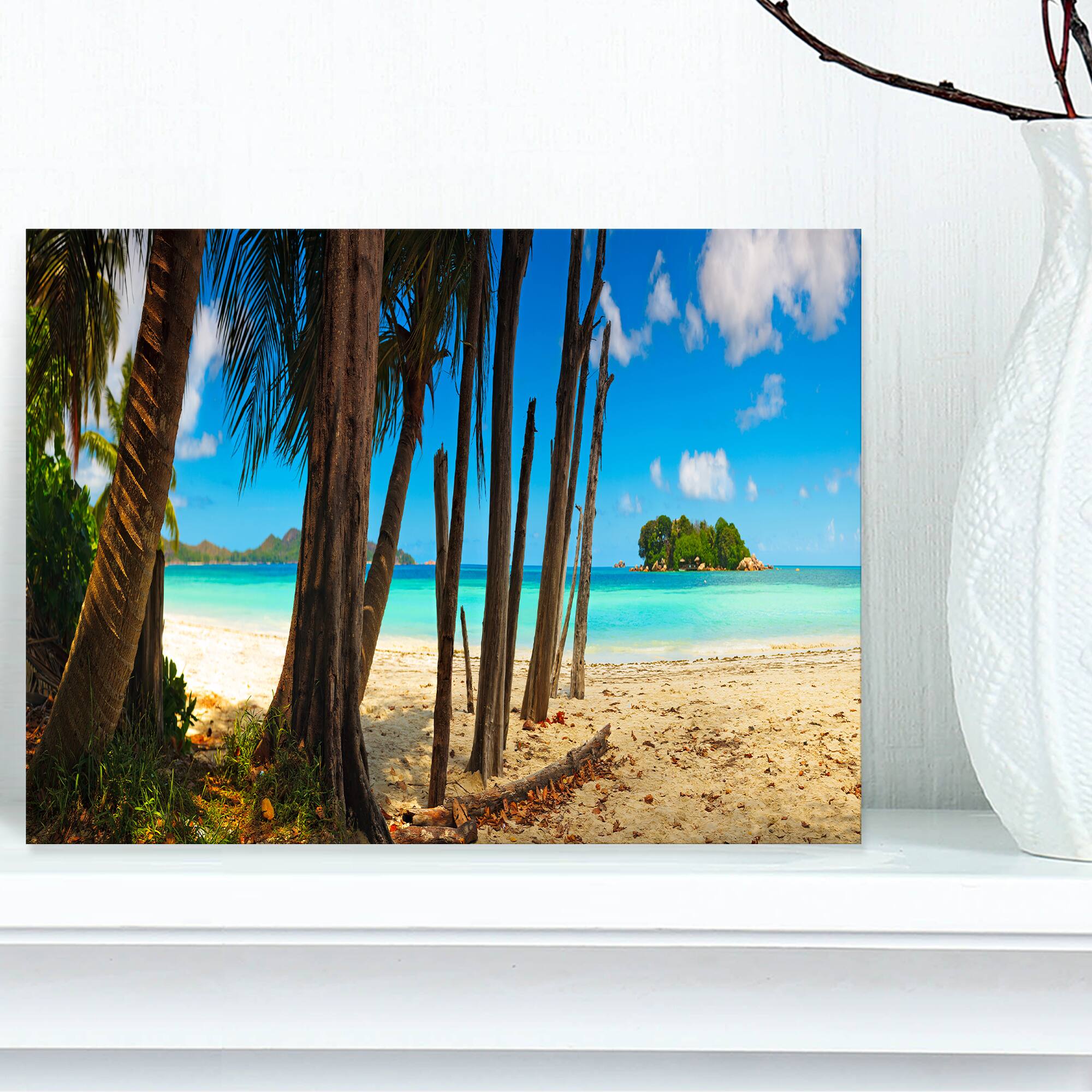Designart - Praslin Island Tropical Beach Panorama - Modern Seascape Canvas Artwork