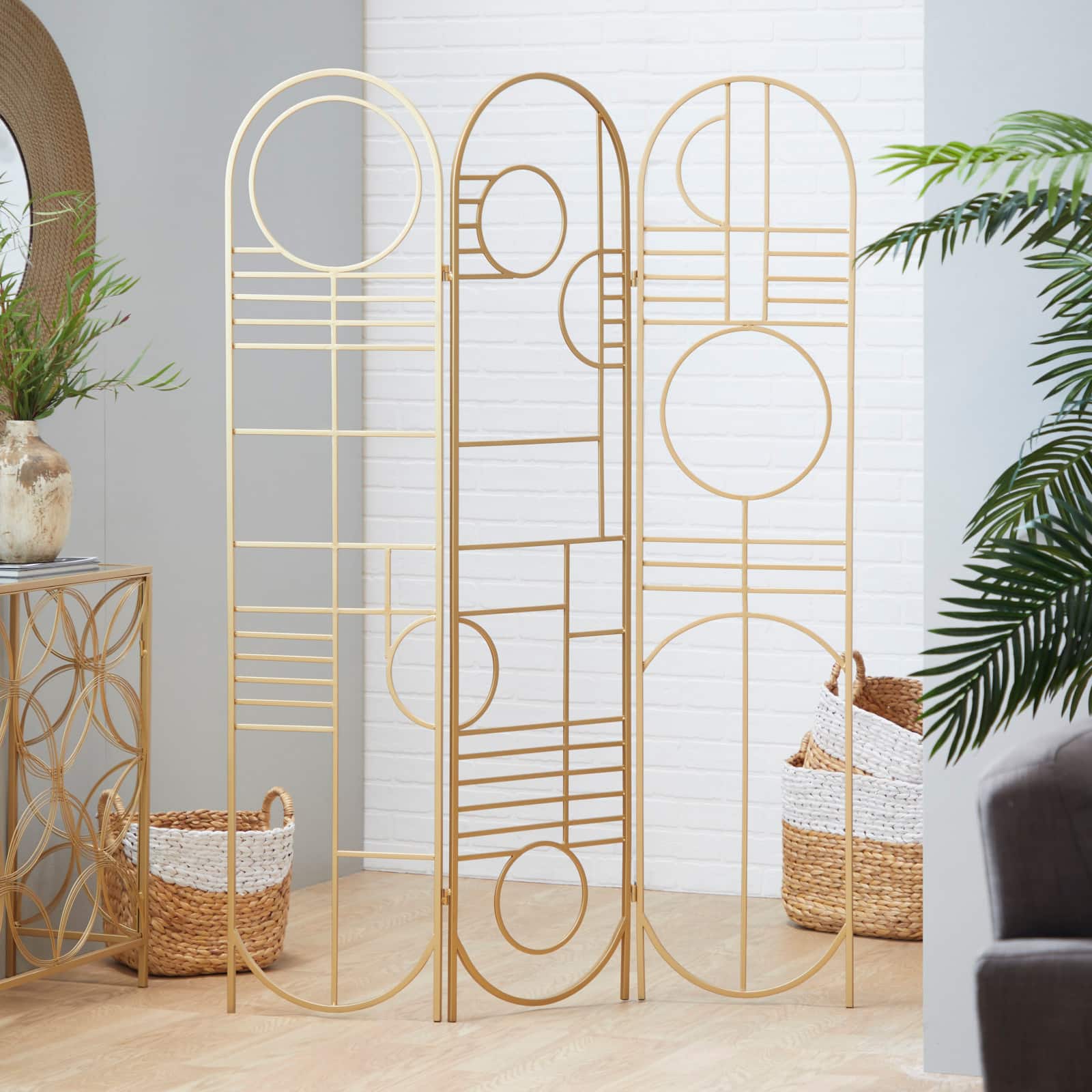 Gold Metal Modern Room Divider Screen 69" x 50" x 1"
