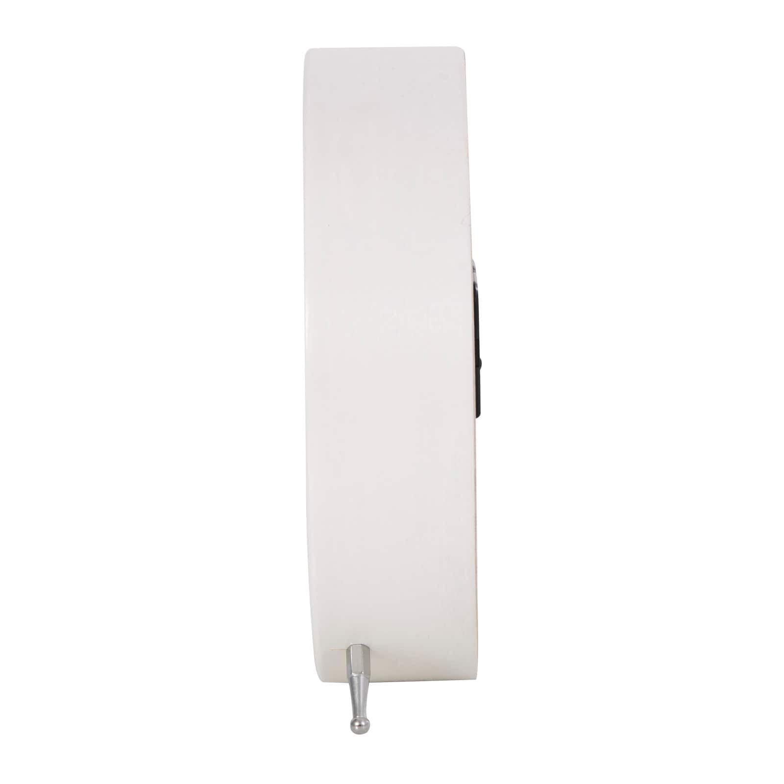 7" Light Brown Wood Woven Clock with White Frame & Silver Legs