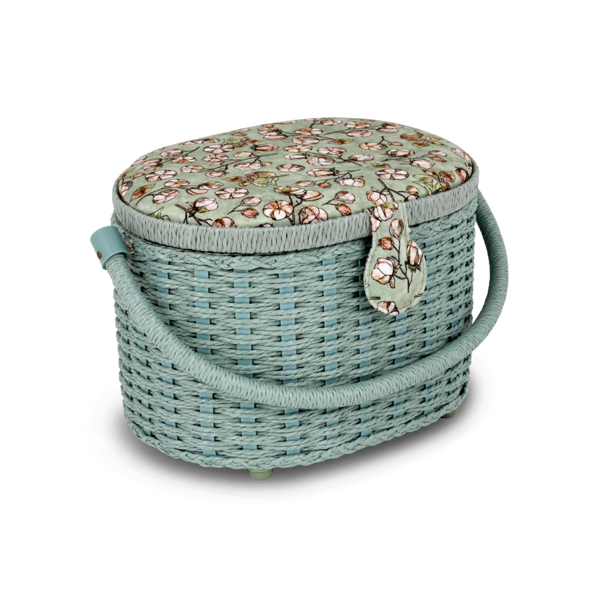 Dritz® Soft Green Floral Small Oval Weaved Sewing Basket