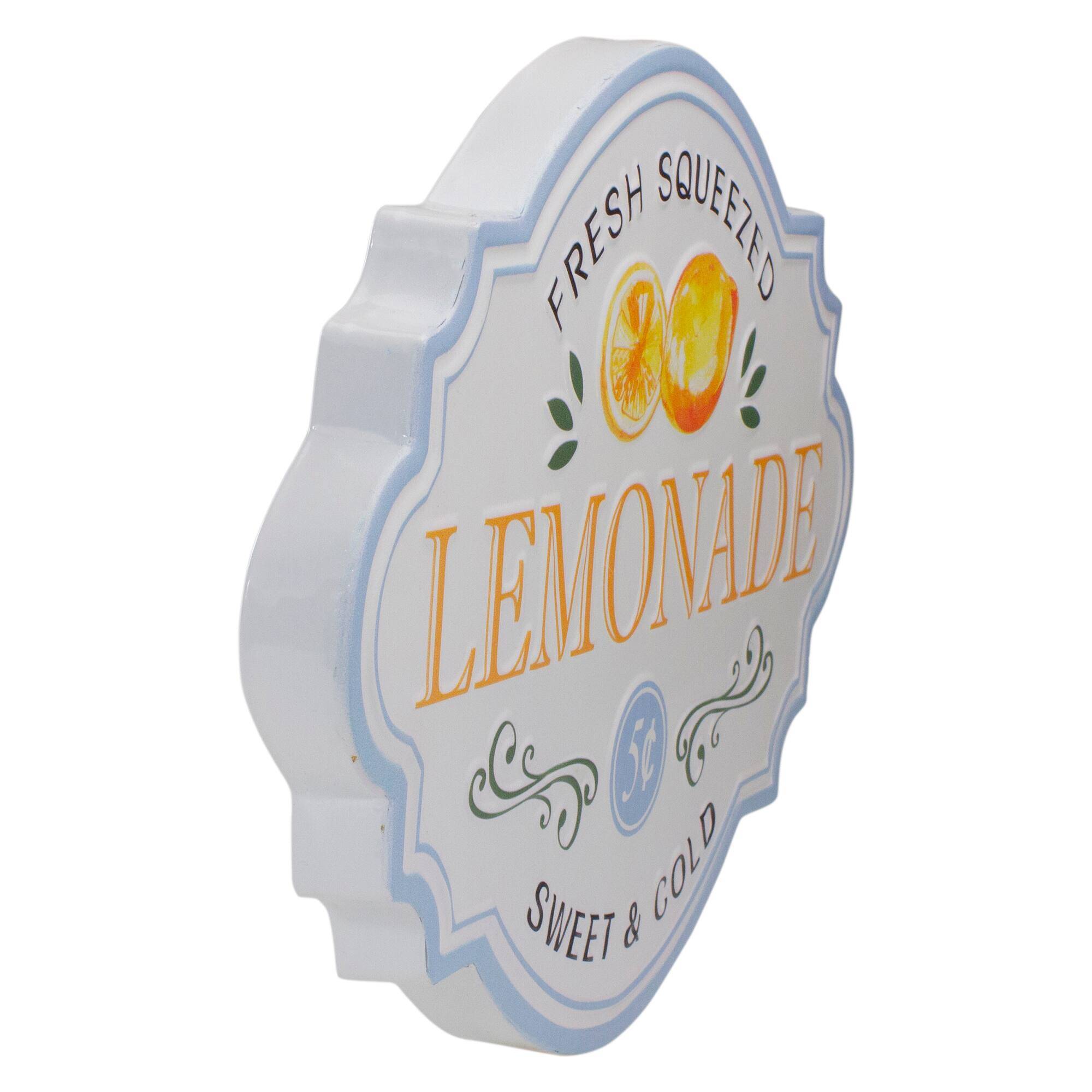 15.25&#x22; Yellow &#x26; Blue Metal Fresh Squeezed Lemonade Sign Spring Wall D&#xE9;cor