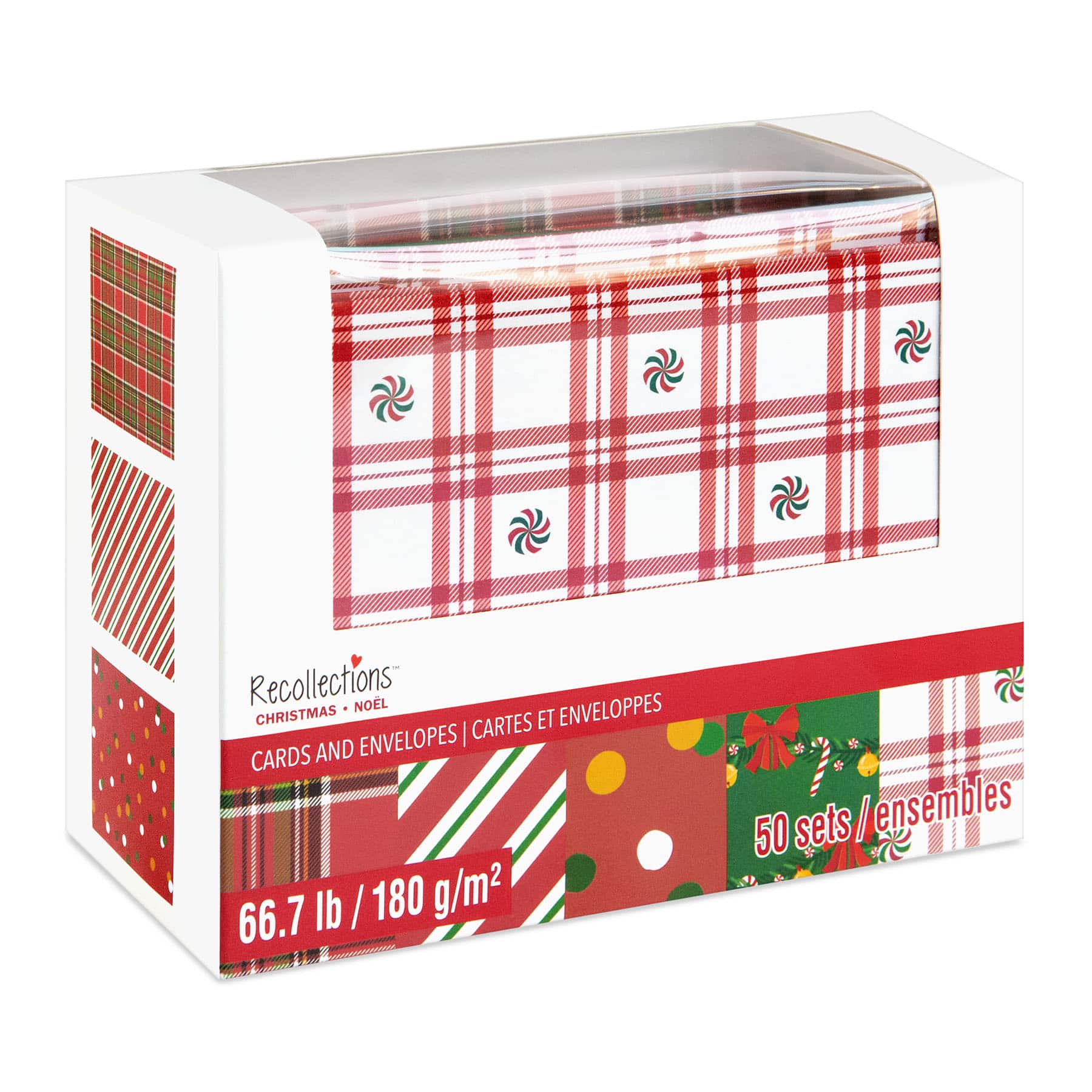 Peppermint Plaid Christmas Cards &#x26; Envelopes, 50ct. by Recollections&#x2122;