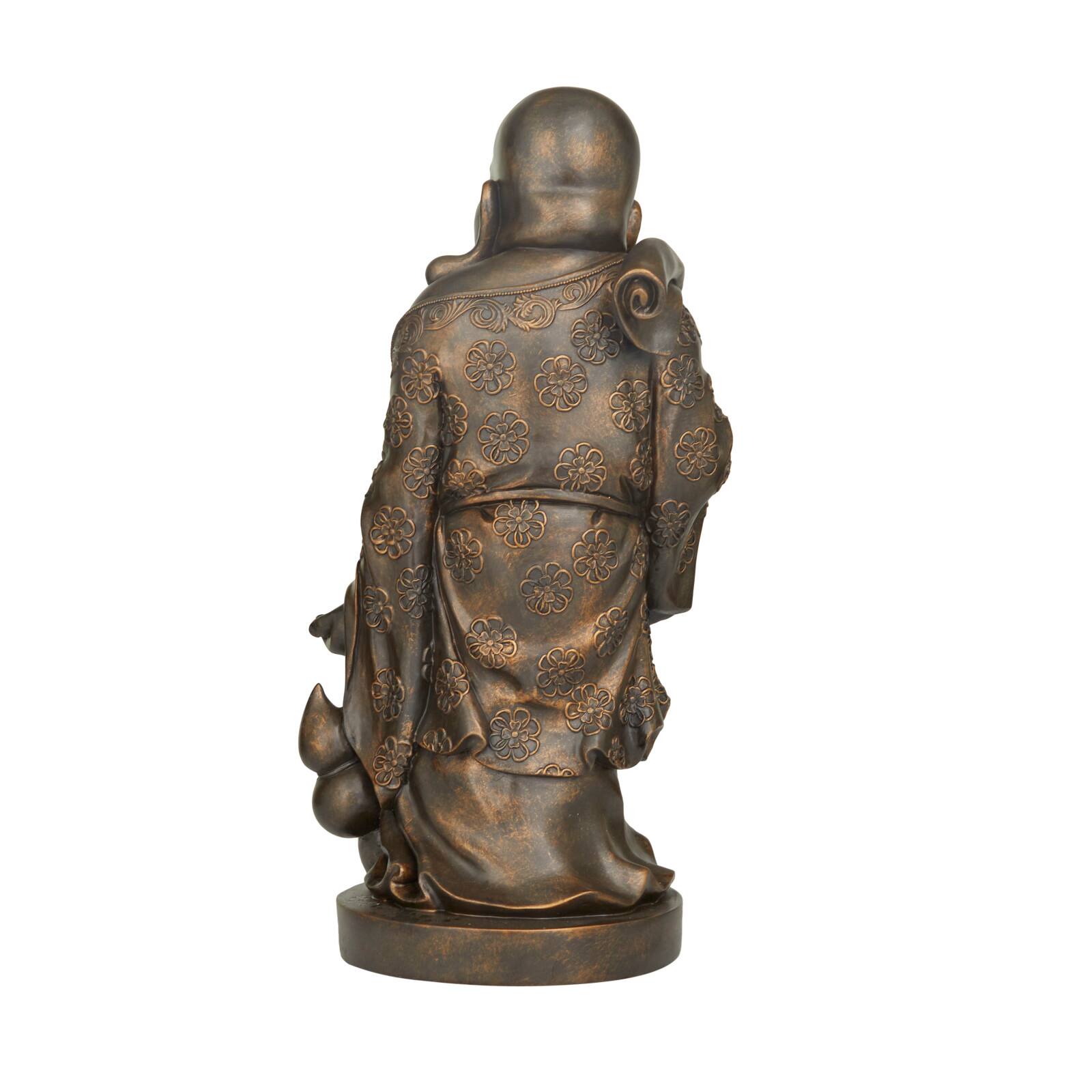 Brown Polystone Bohemian Buddha Sculpture 23" x 11" x 10"