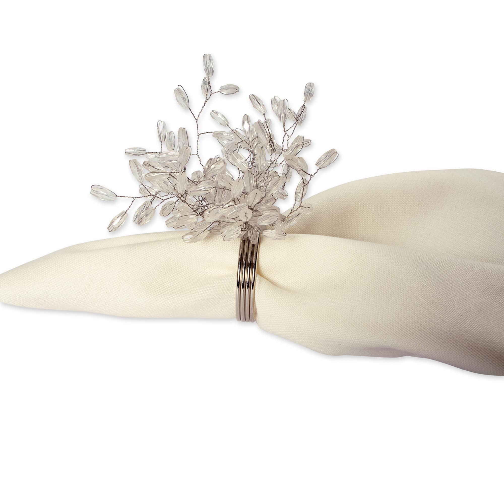 DII® Silver Beaded Burst Napkin Rings, 6ct.