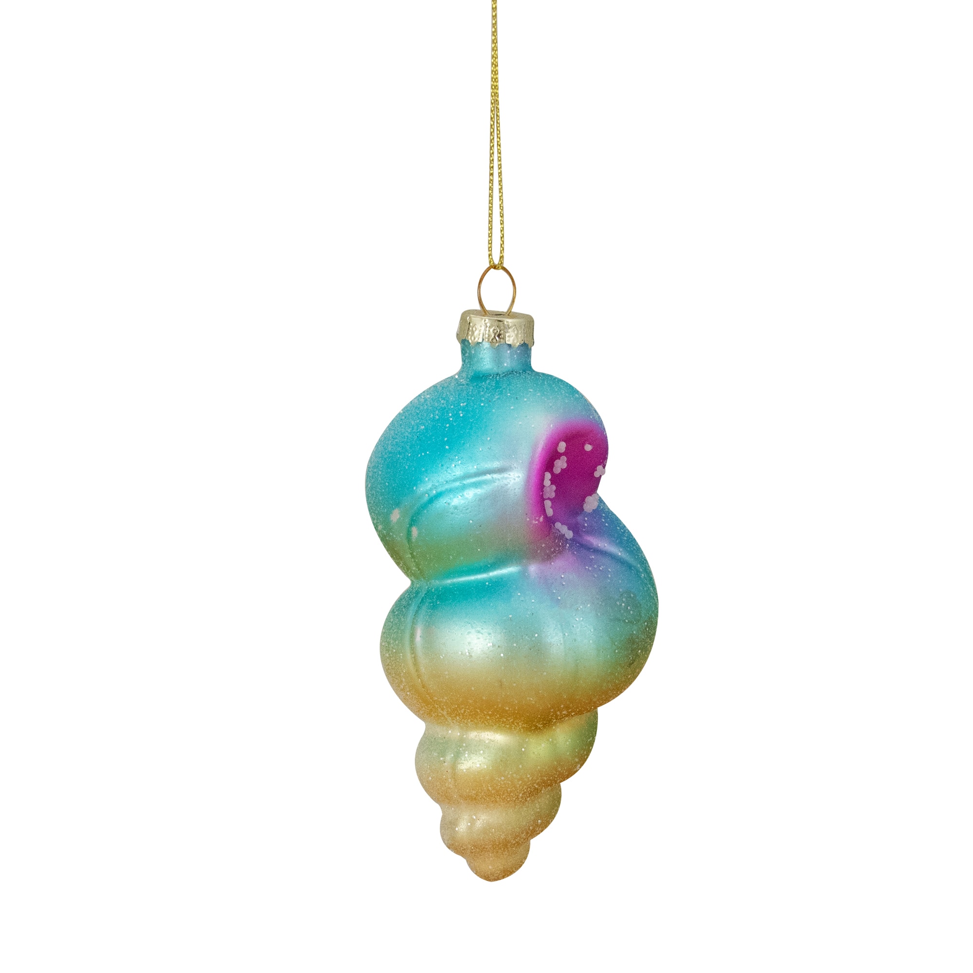 Blue & Pink Glass Seashell Ornament