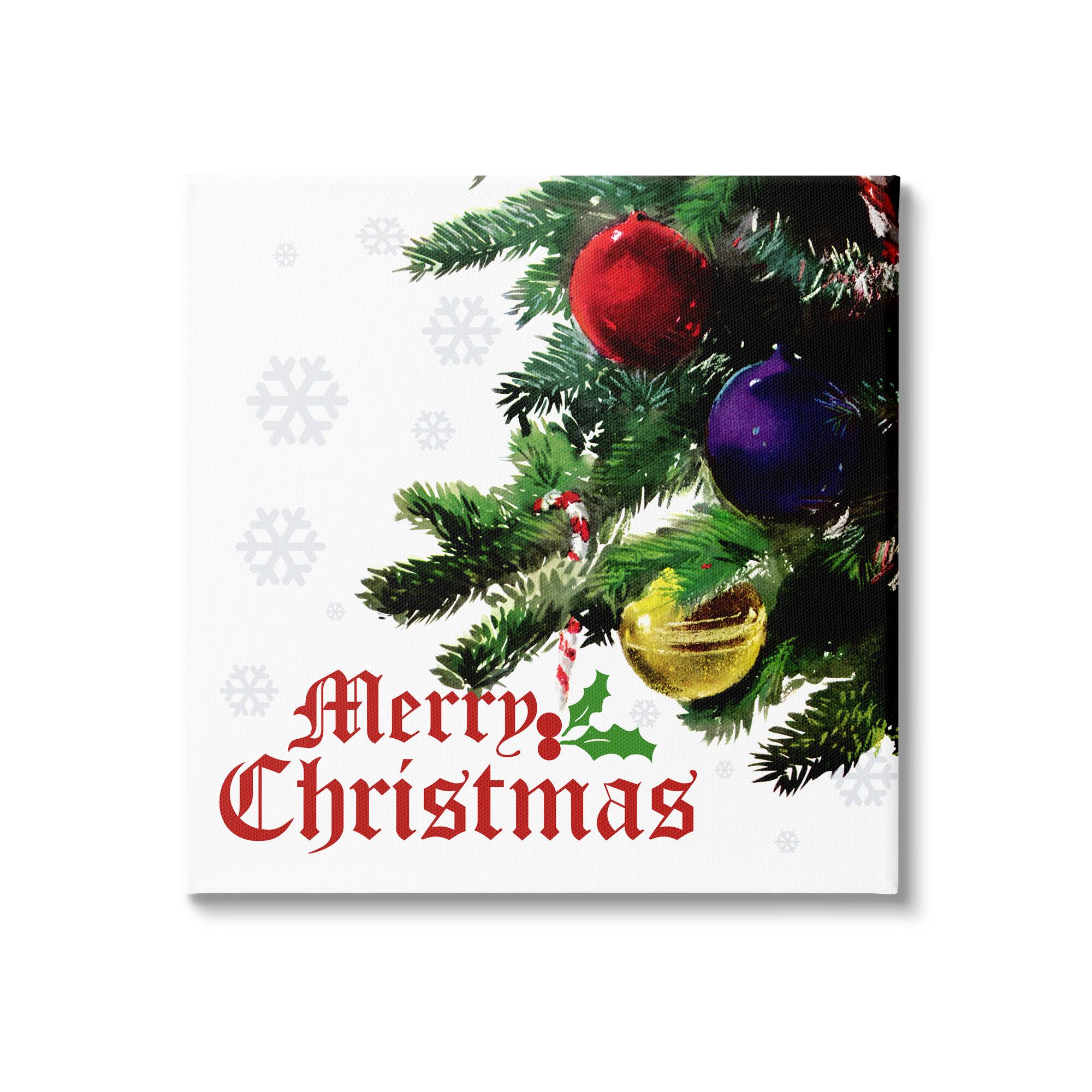 Stupell Industries Merry Christmas Snowflake Pattern Canvas Wall Art