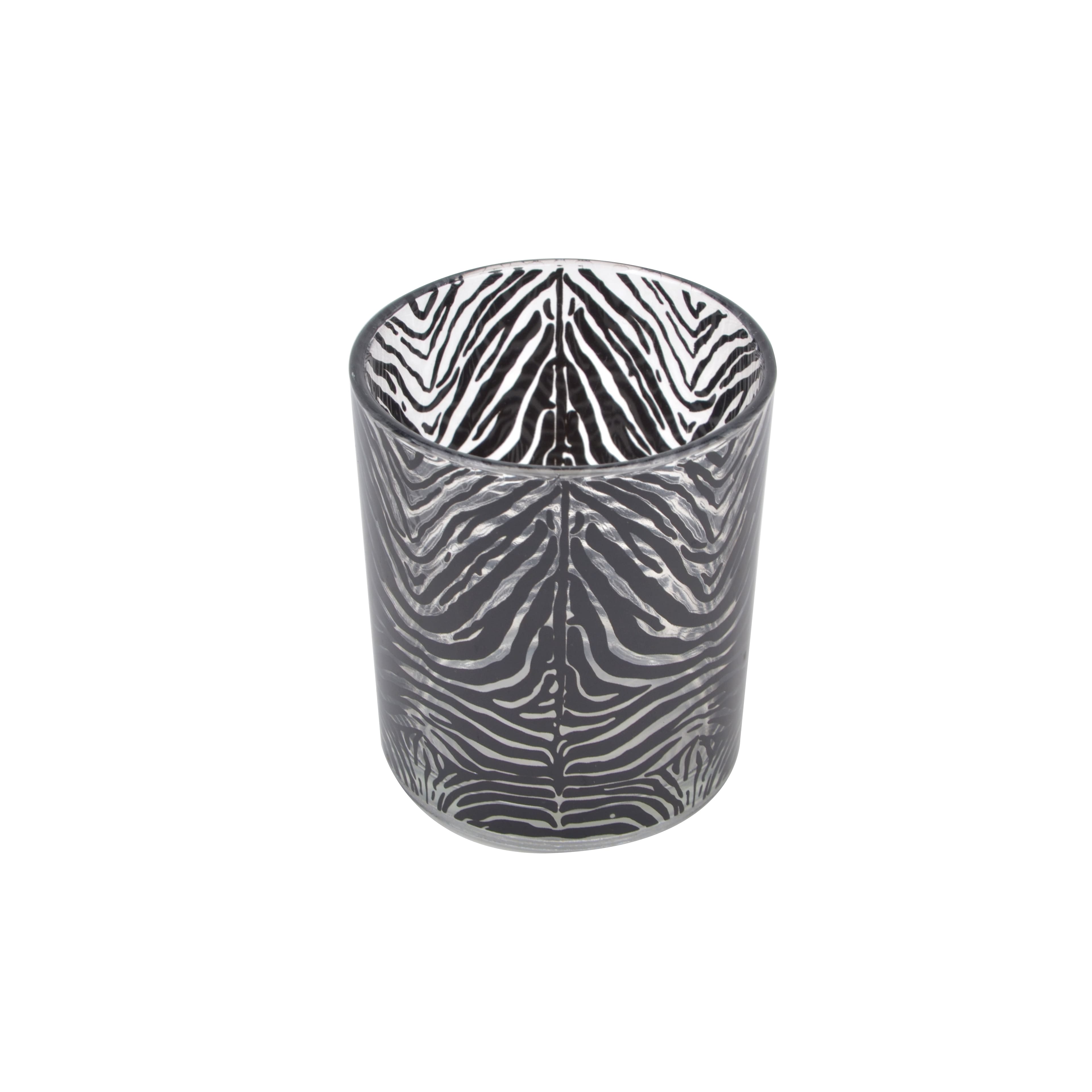 3&#x22; Zebra Print Glass Tealight Candle Holder by Ashland&#xAE;