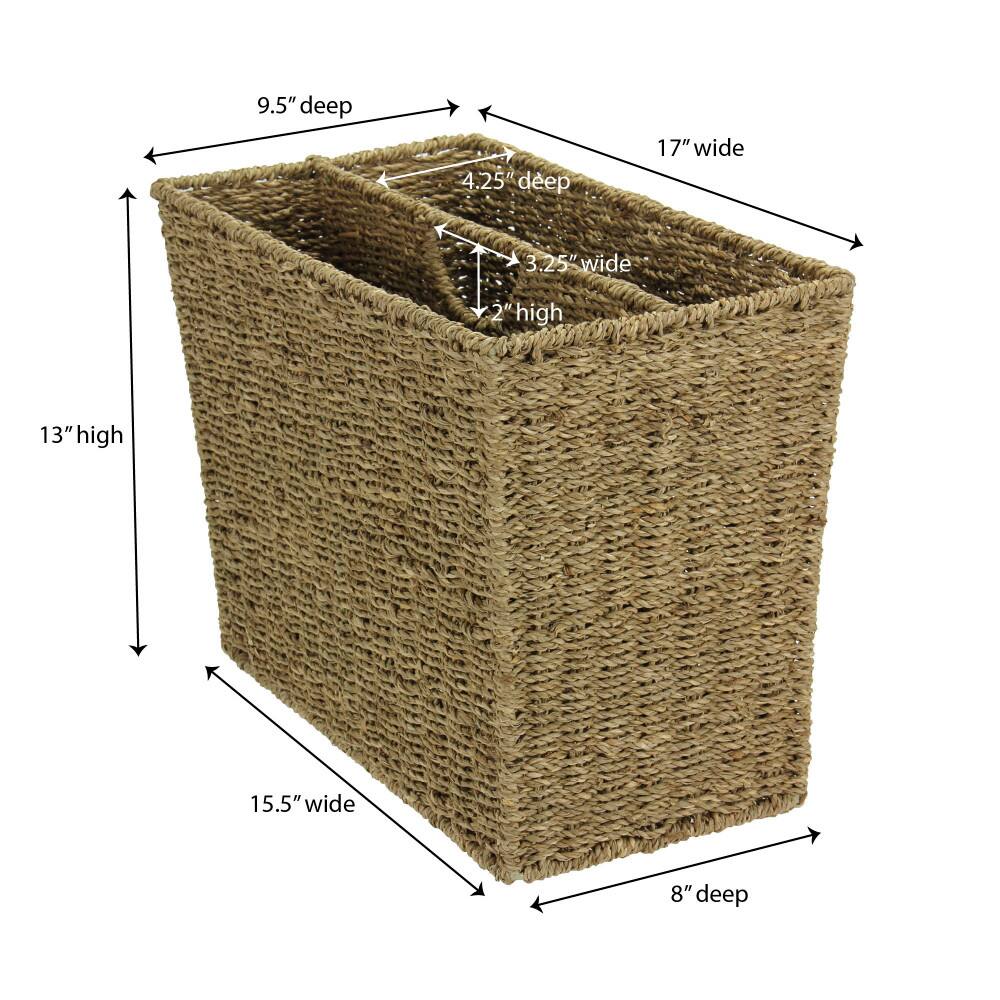 Household Essentials 17" Seagrass Wide Side by Side Magazine Rack