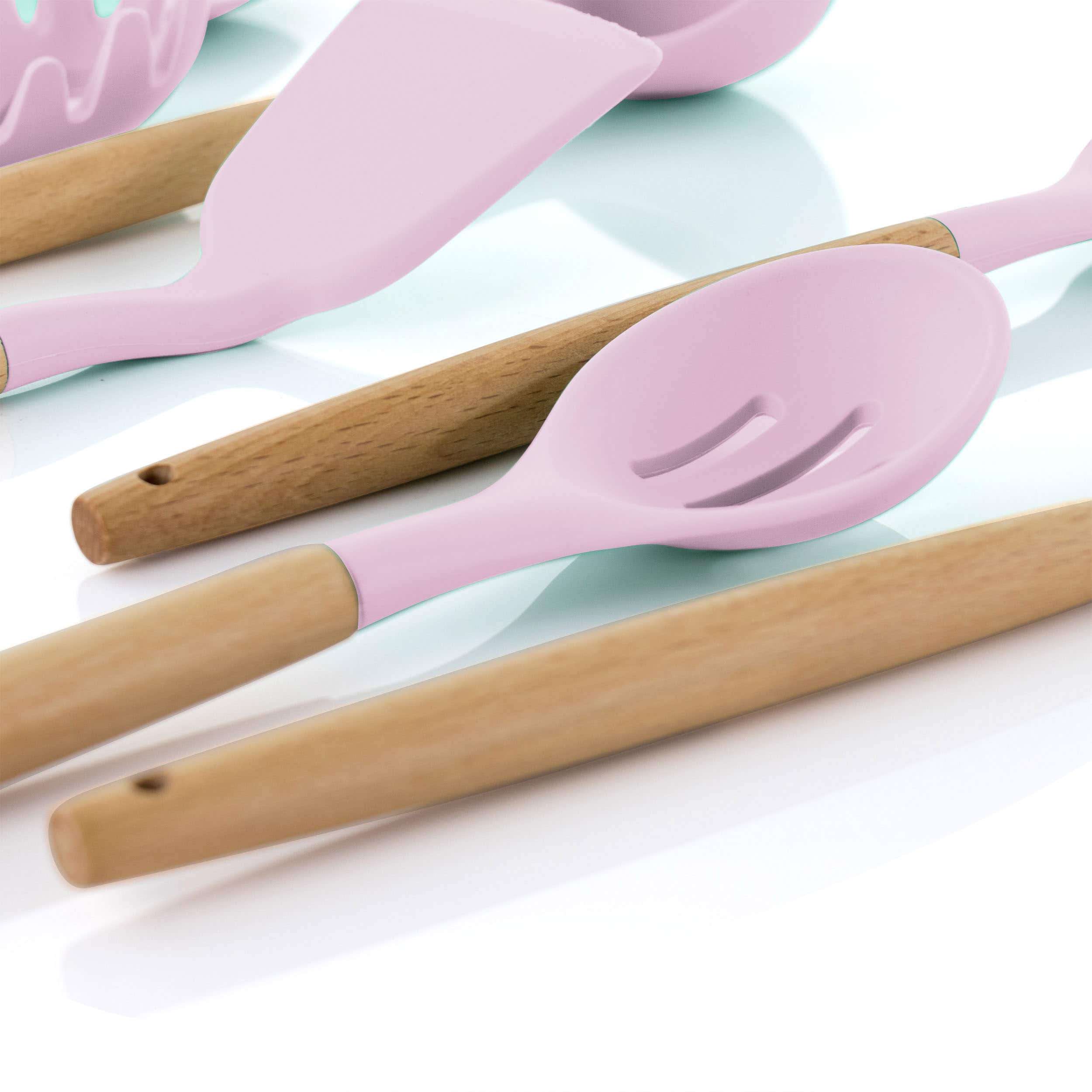 MegaChef Pink Silicone & Wood Cooking Utensils Set, 9ct.