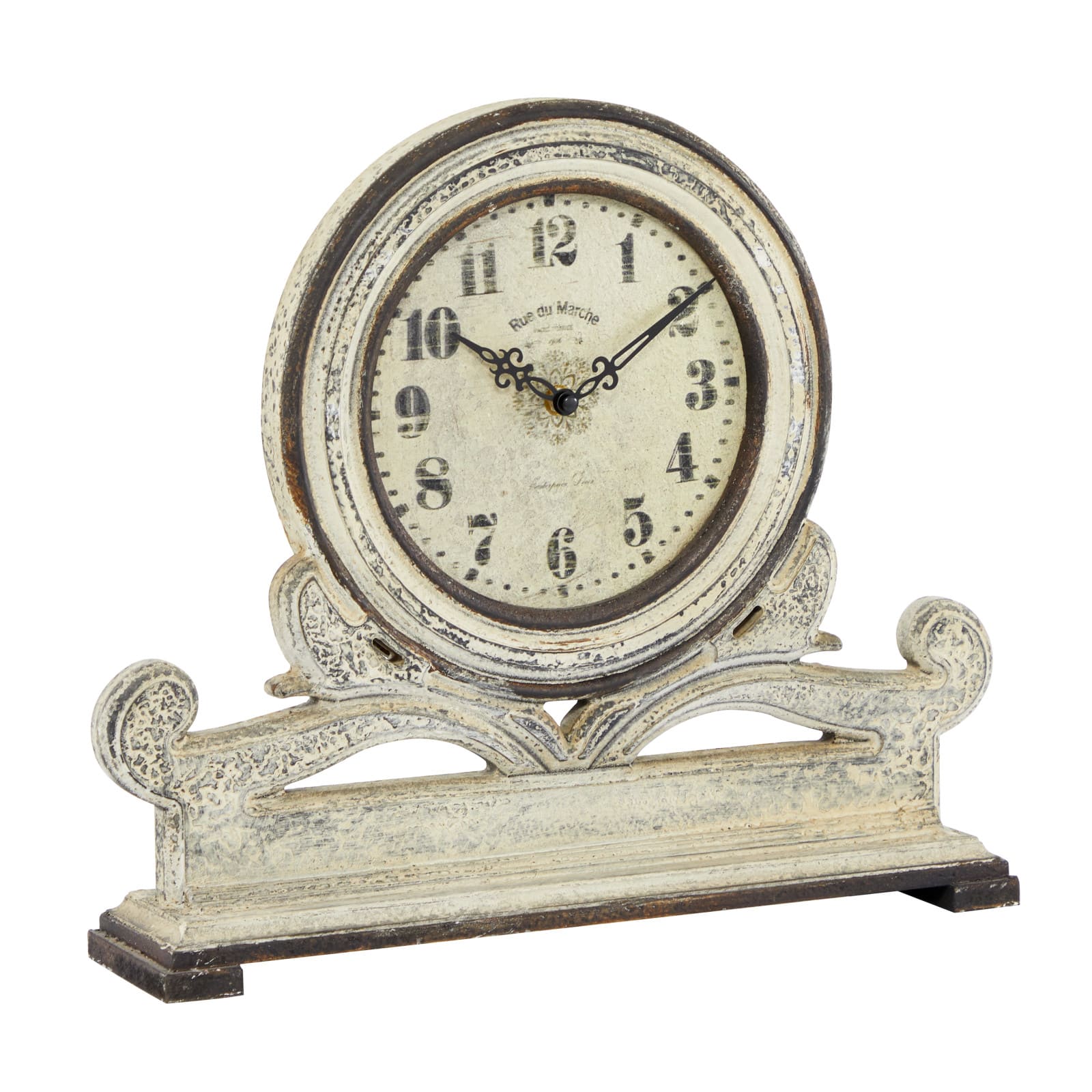 16&#x22; White Distressed Wood Country Clock