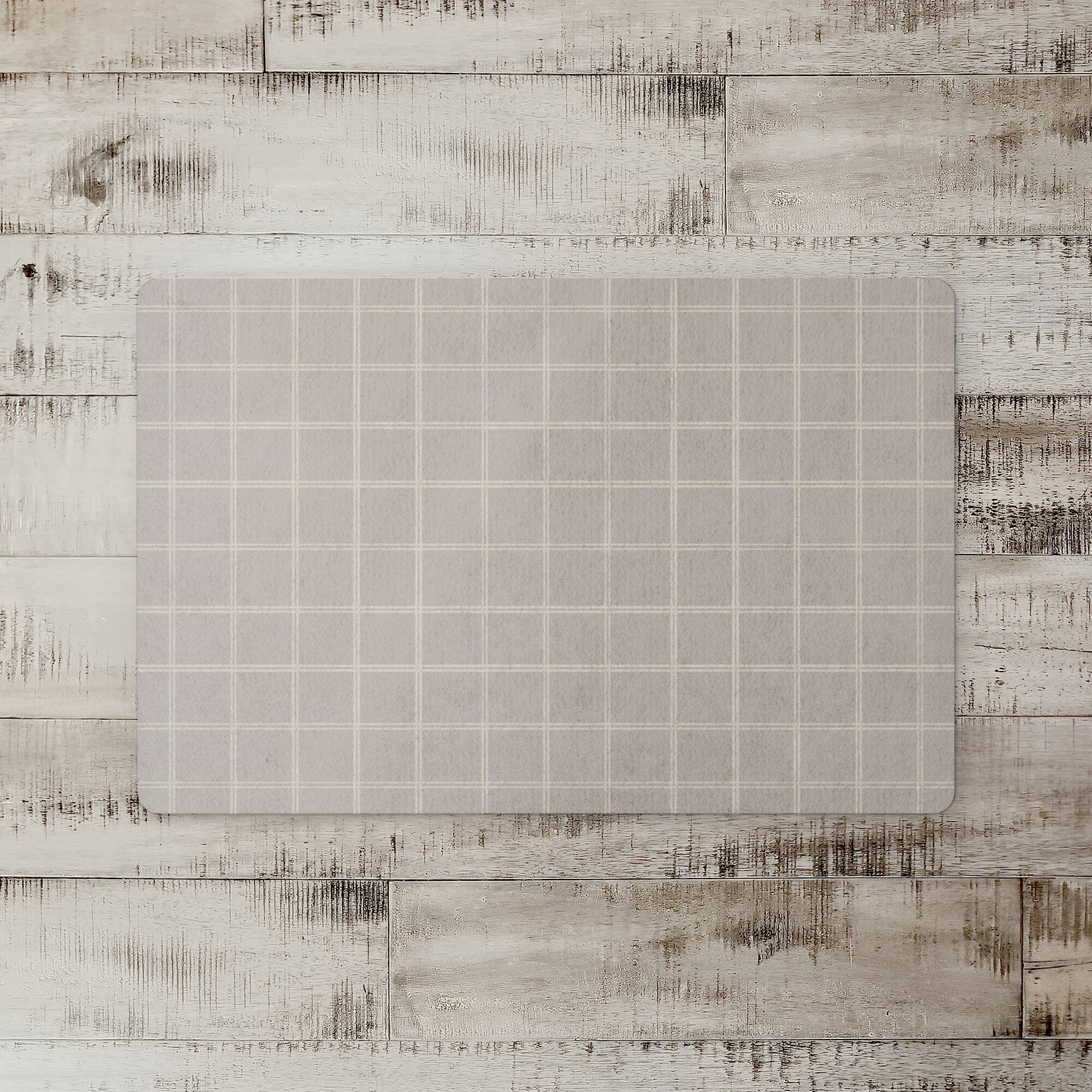 Gray &#x26; White Check Floor Mat