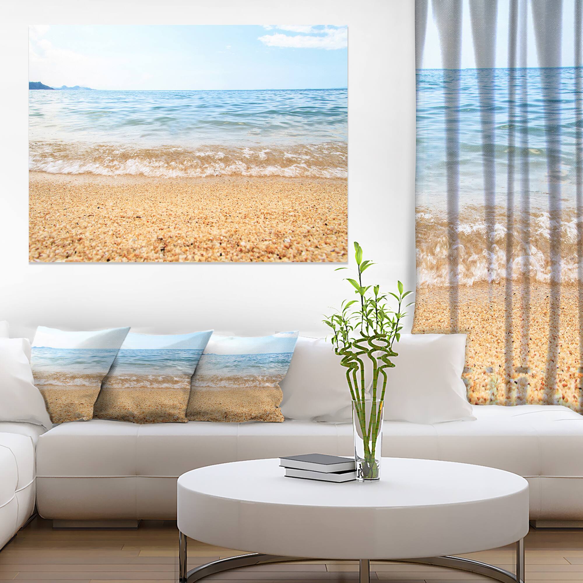 Designart - Blue Seashore with Pebble Stones - Modern Seascape Canvas Artwork