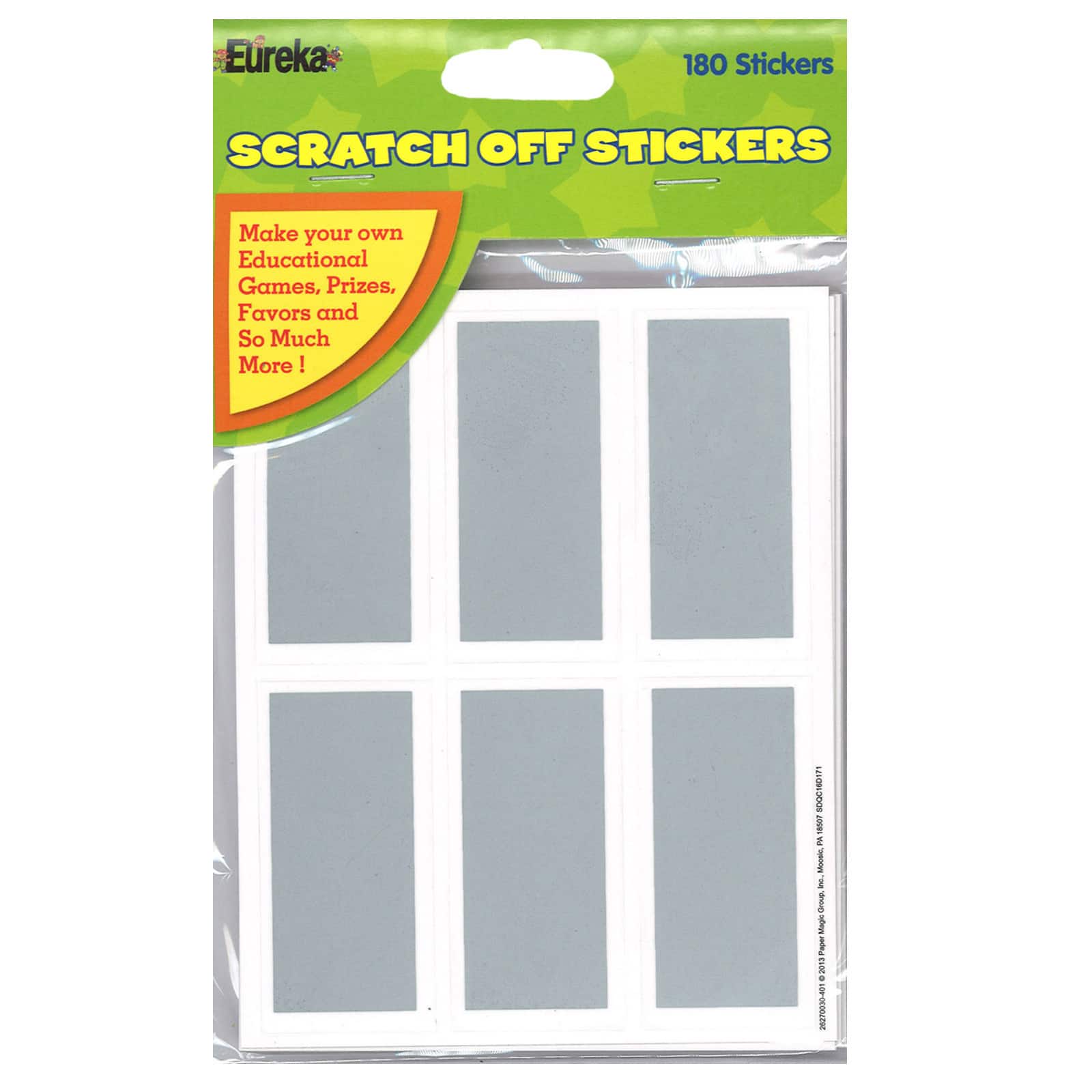 Eureka&#xAE; Rectangles Scratch Off Stickers, 6 Packs of 180