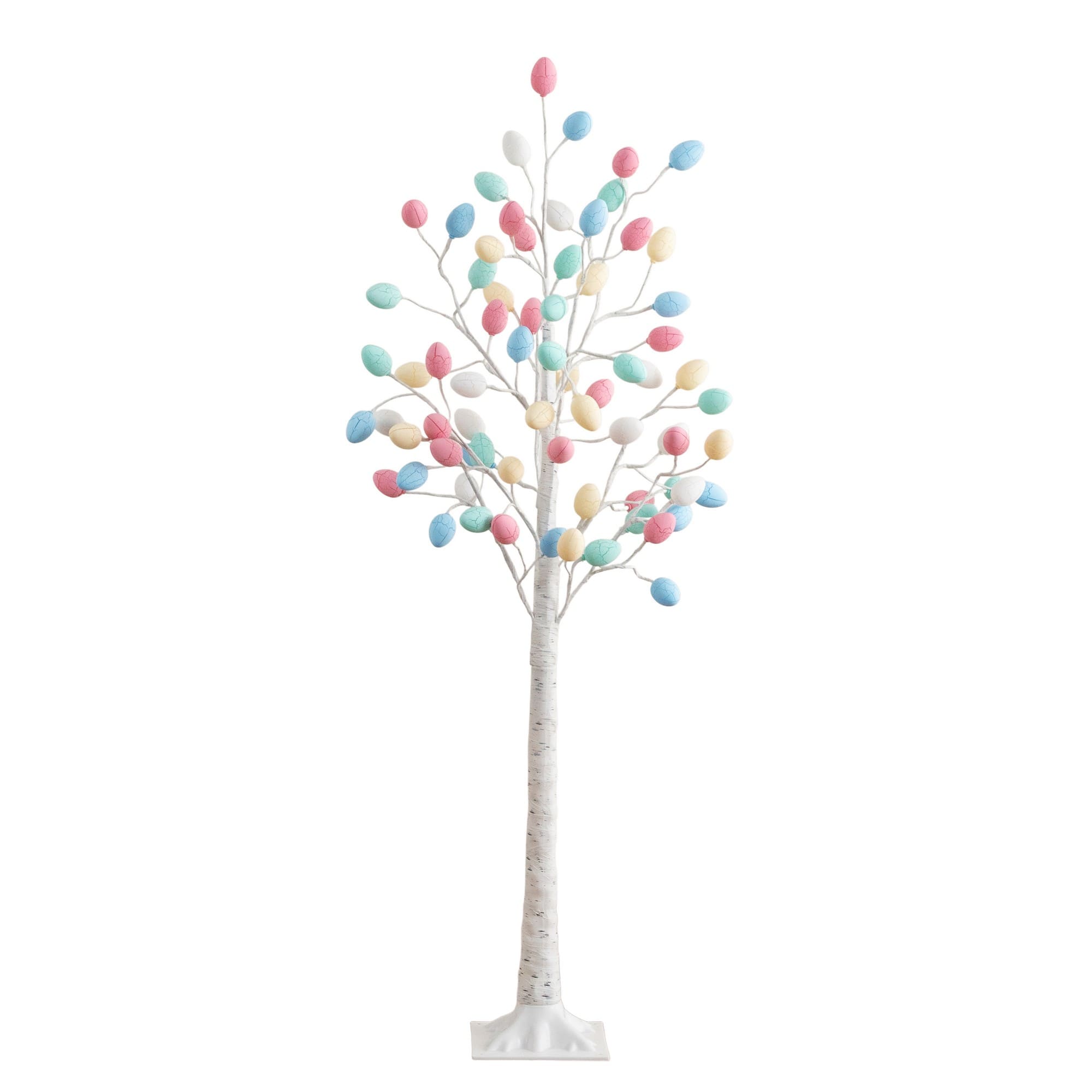 5ft. Pre-Lit Artificial Easter Twig Tree with 72 Egg Shaped LED Ornaments