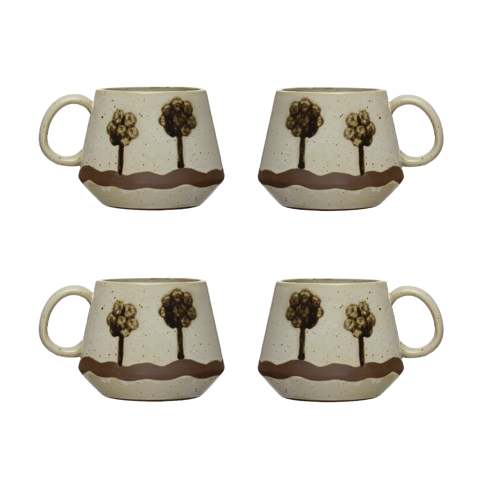 Hello Honey® 20oz. Multicolor Stoneware Mug Set with Painted Trees