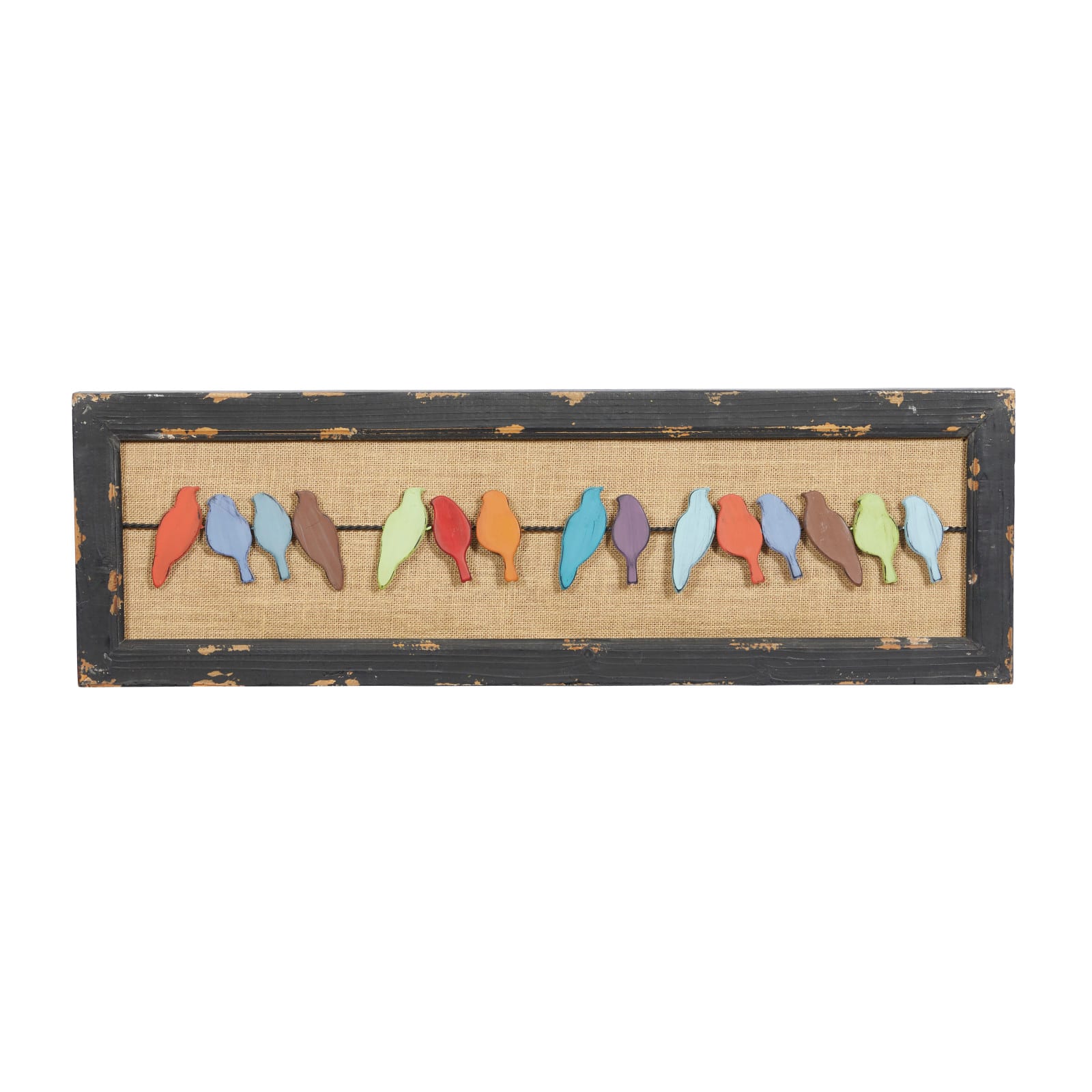 Multicolored Wood Eclectic Birds Wall Décor