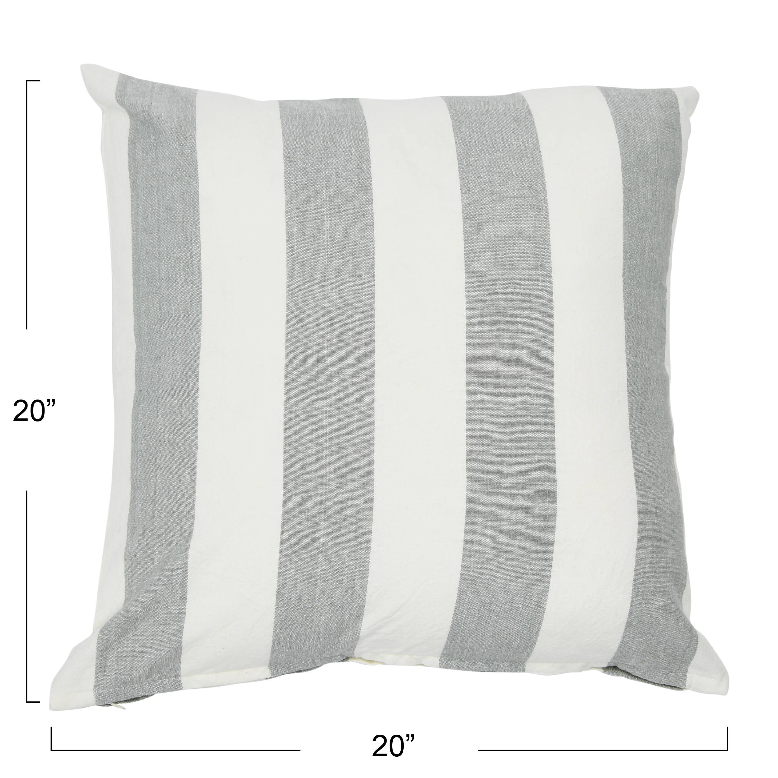 Hello Honey® 20'' Square Gray Striped Cotton Pillow Cover