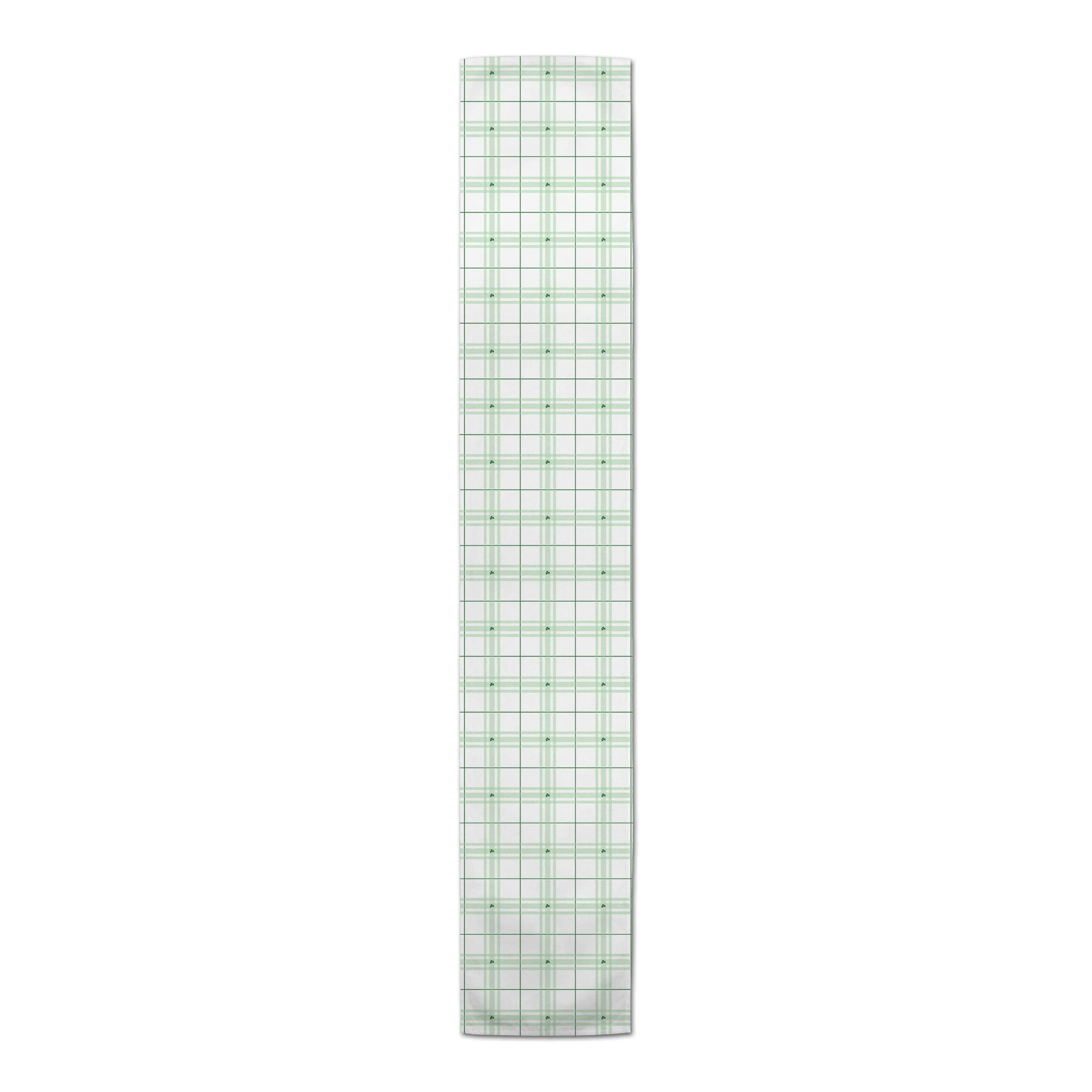 72" Green & White Clover Plaid Poly Twill Table Runner