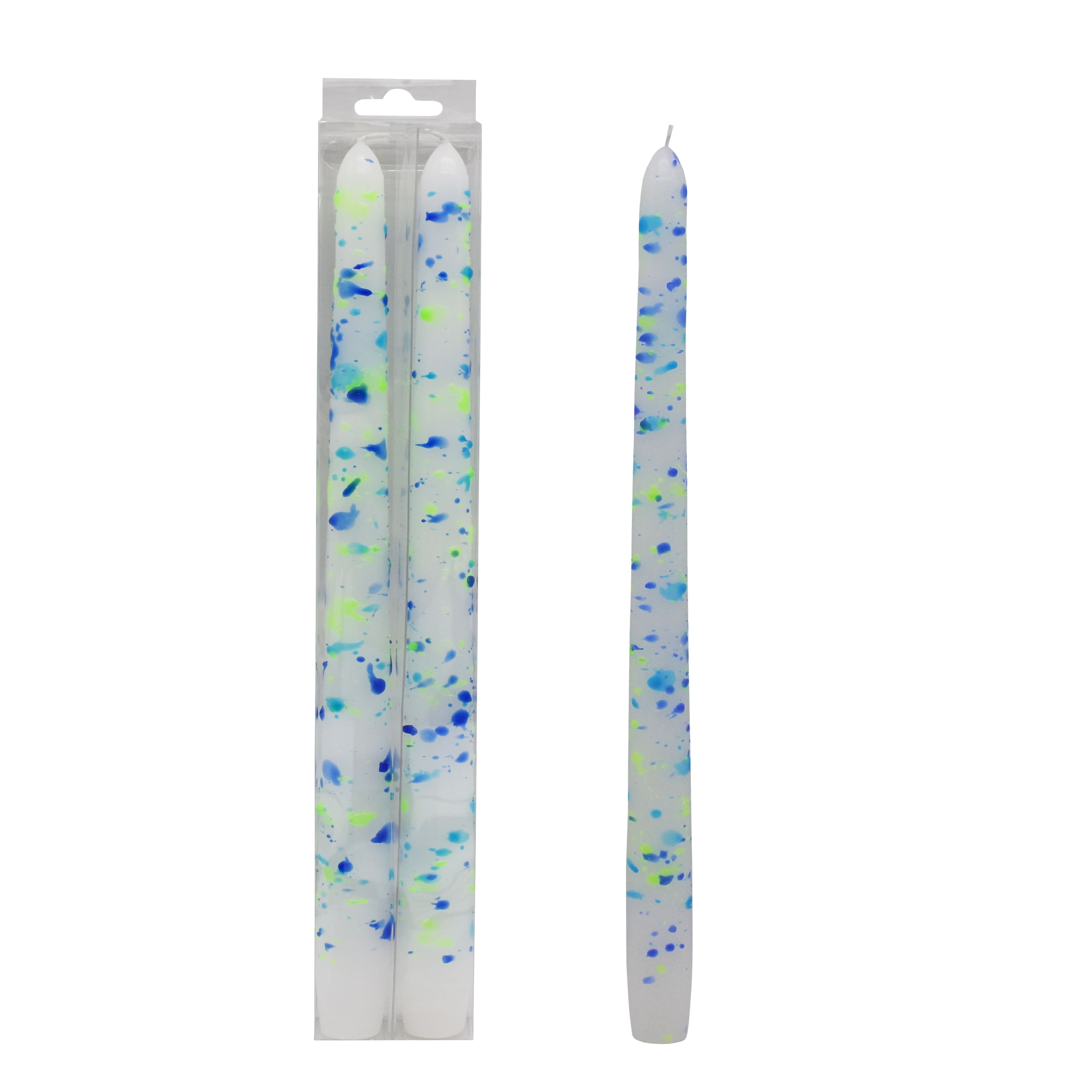12&#x22; Blue Splatter Neon Taper Candles by Ashland&#xAE;, 2ct.