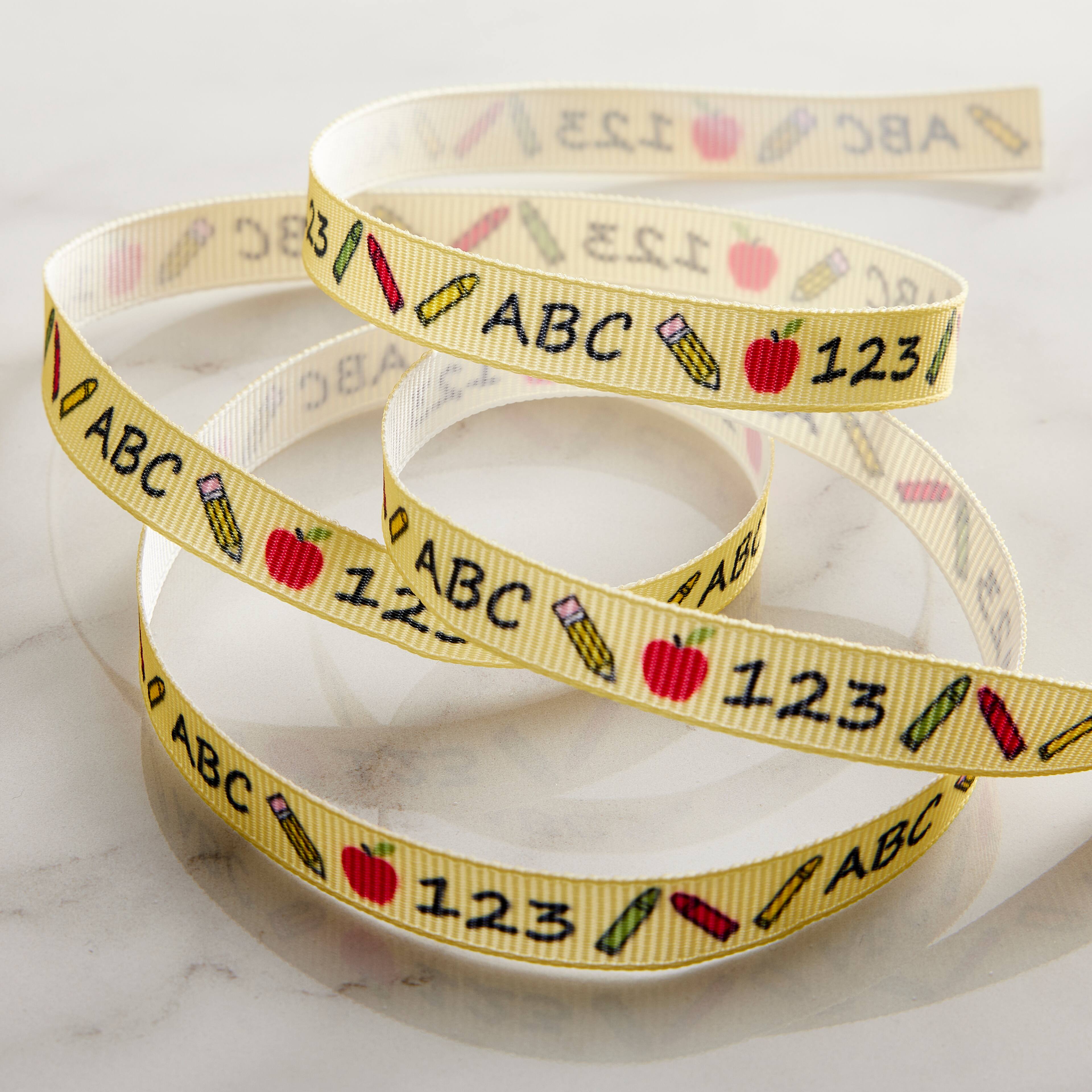 12 Pack: 3/8" x 7yd. Grosgrain ABC & 123 Ribbon by Celebrate It™