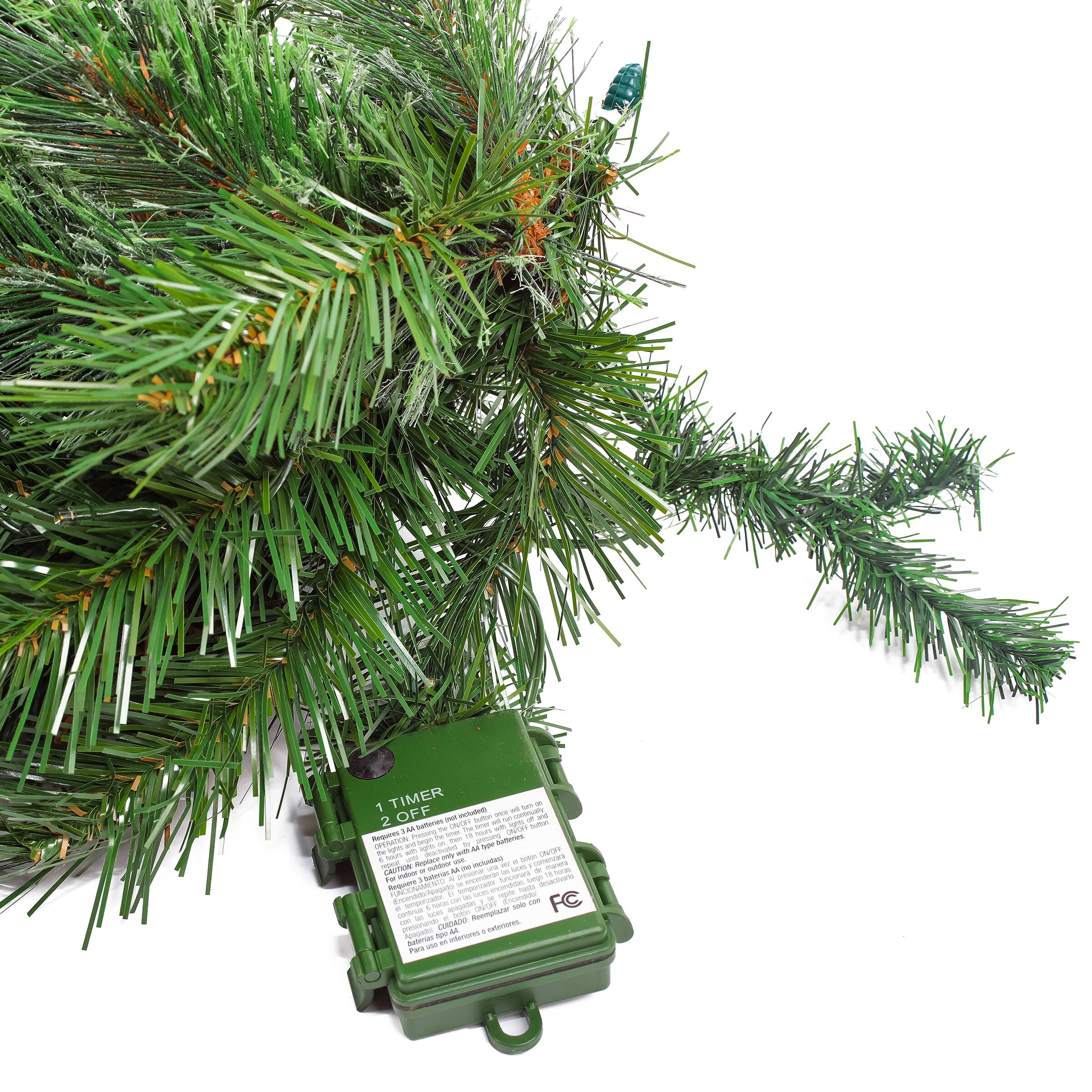 36" Glistening Pine Teardrop with Pine Cones, Red Berries & Twigs