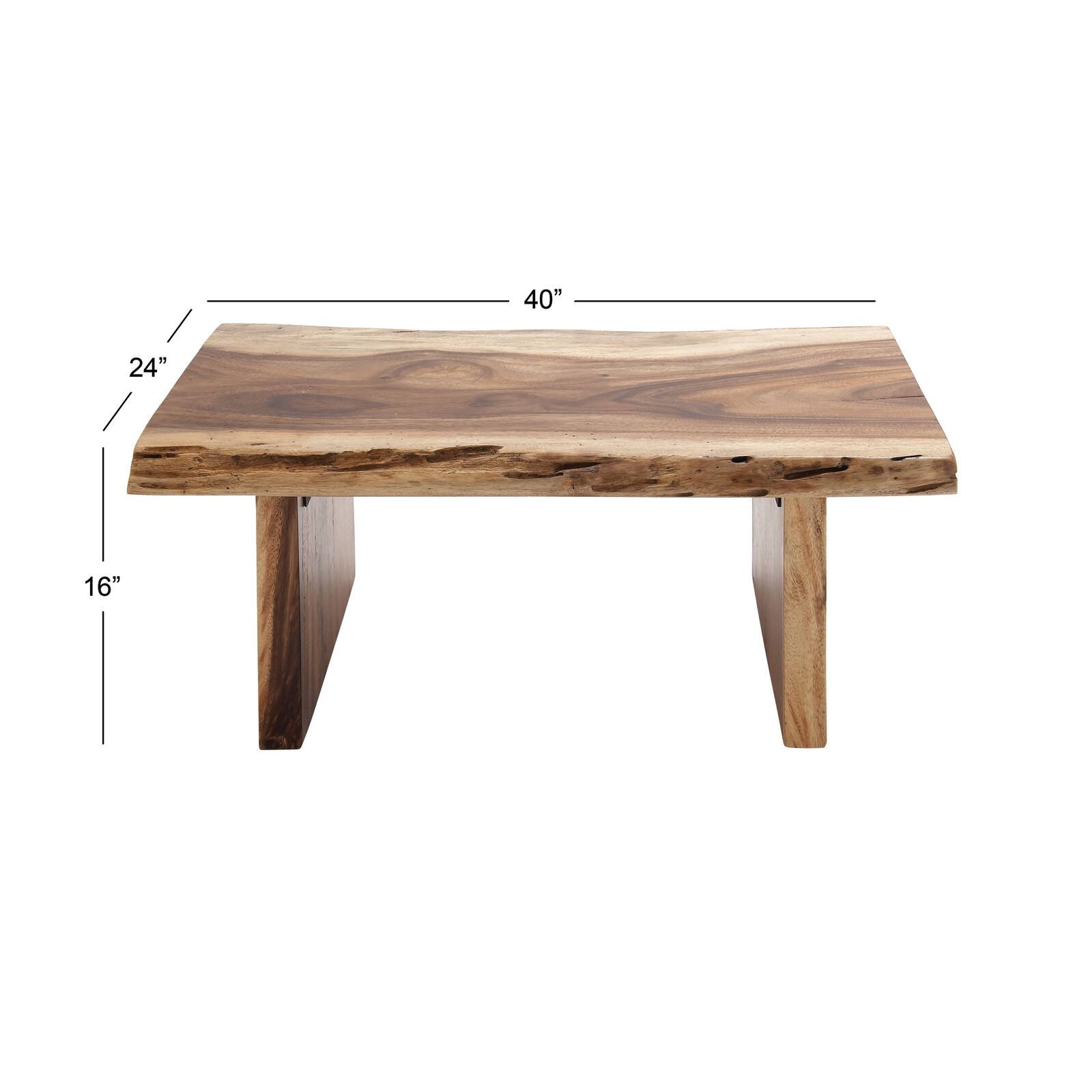 Brown Wood Contemporary Coffee Table, 16&#x22; x  40&#x22; x  24&#x22;