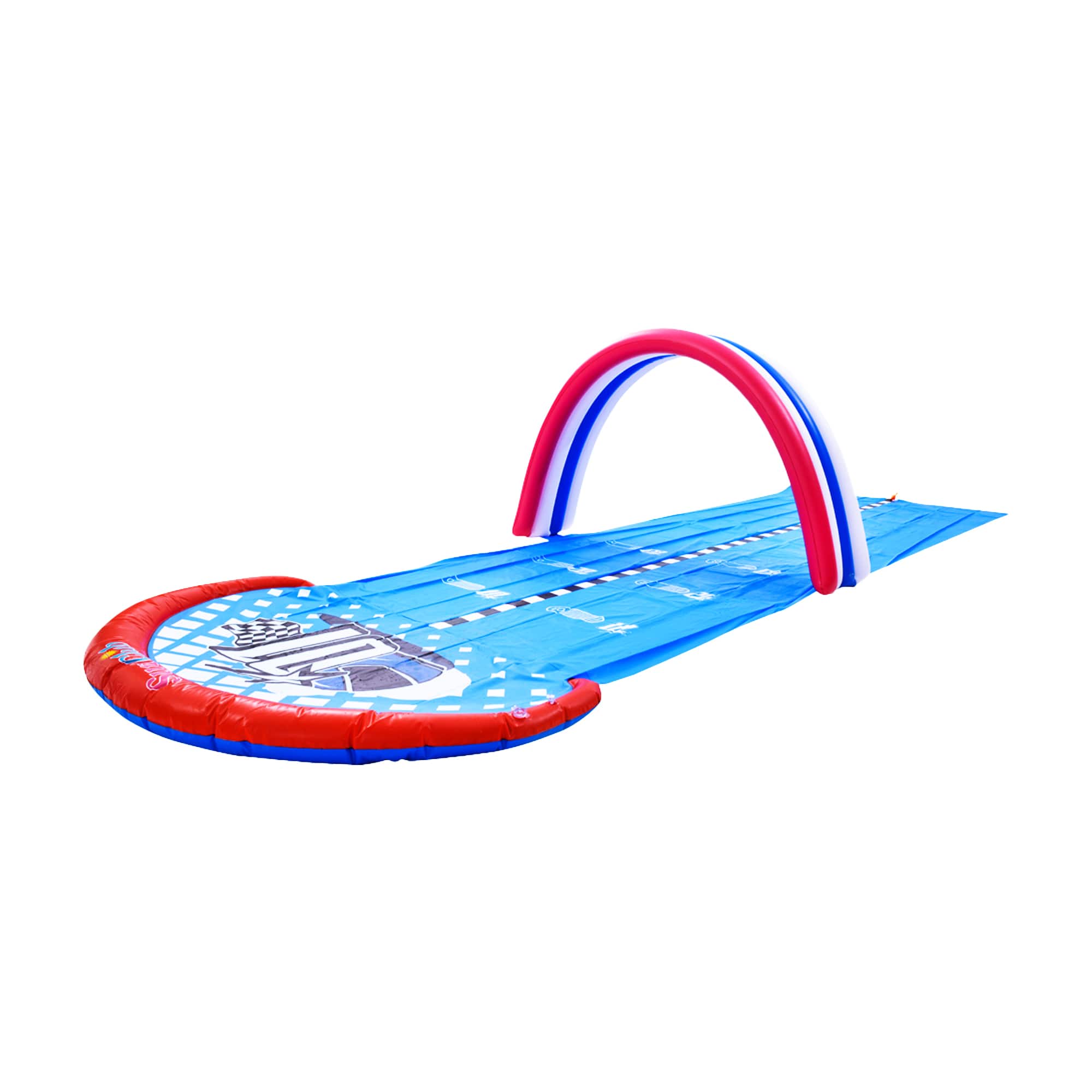 Pool Central&#xAE; 16ft. Inflatable Ground Race Track Water Slide