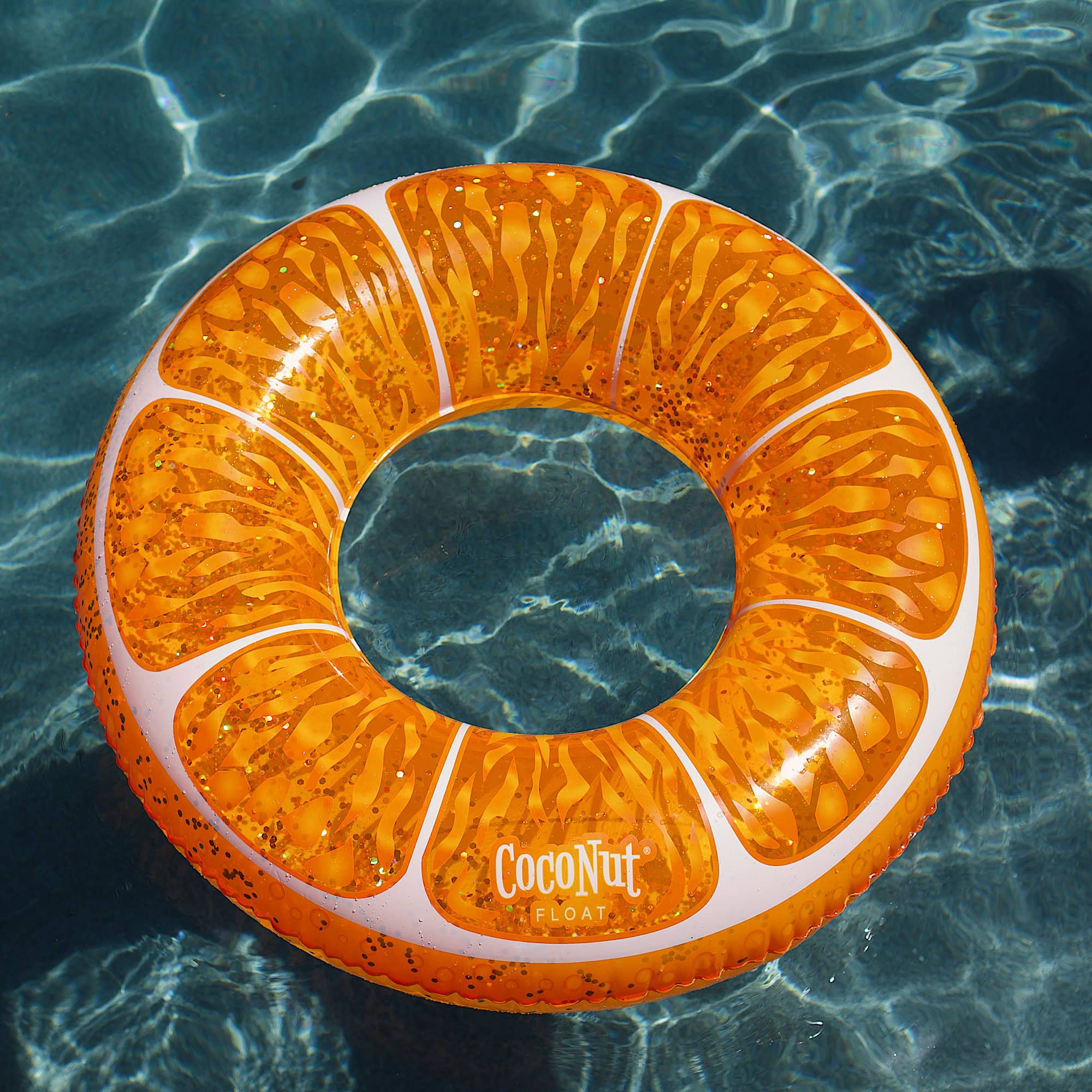 CocoNut Float 42" Tangerine Orange Glitter Pool Float Ring