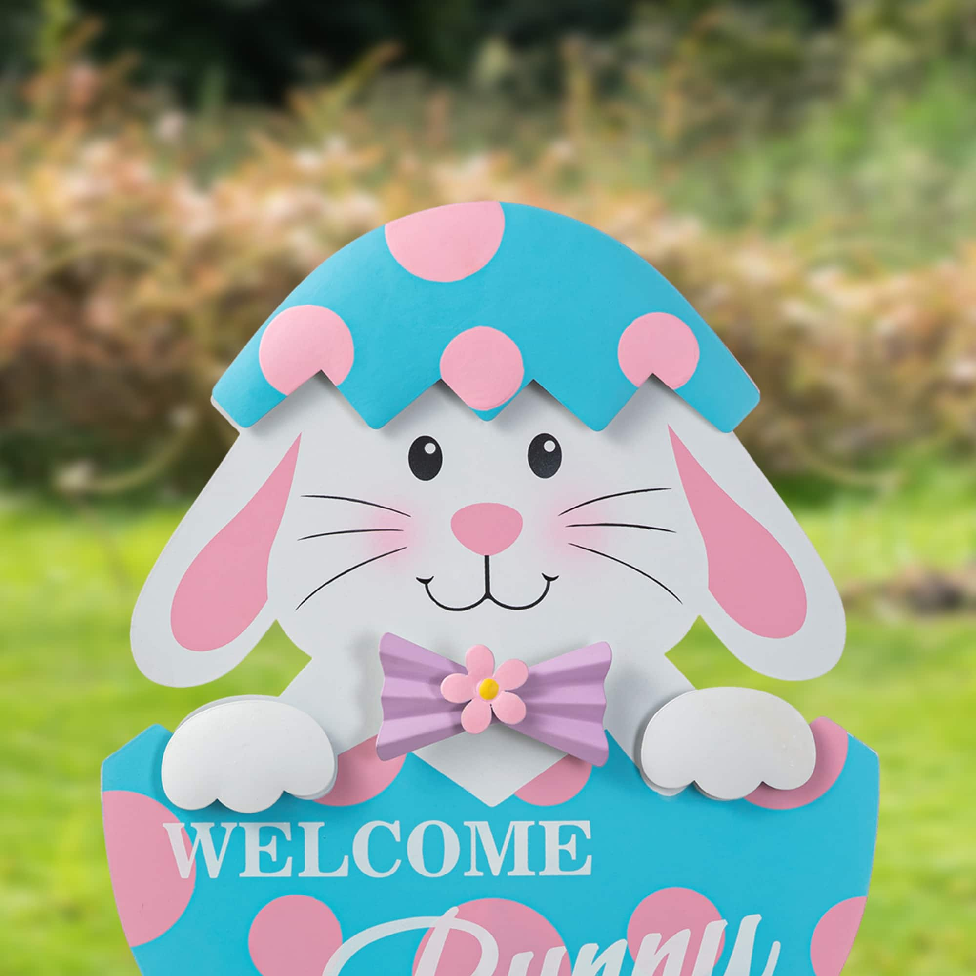 Glitzhome&#xAE; 24&#x22; Easter Metal Bunny Egg Yard Stake