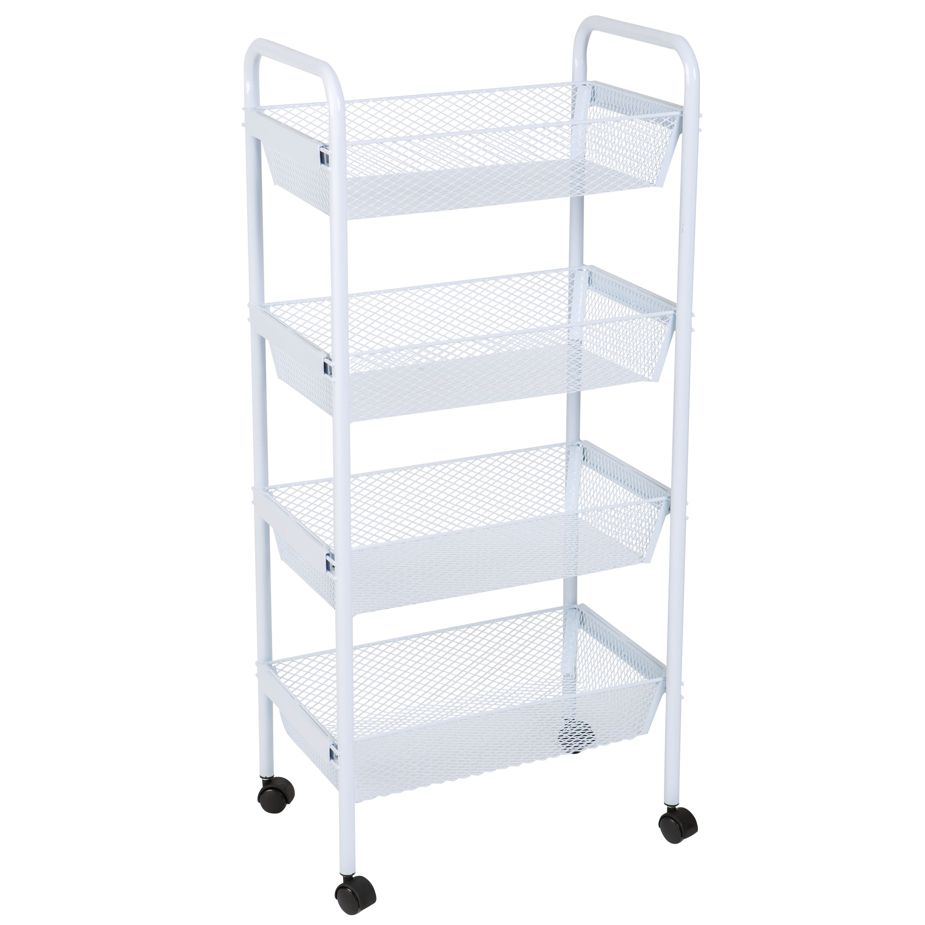 Simplify 4-Tier White Deluxe Rolling Storage Cart