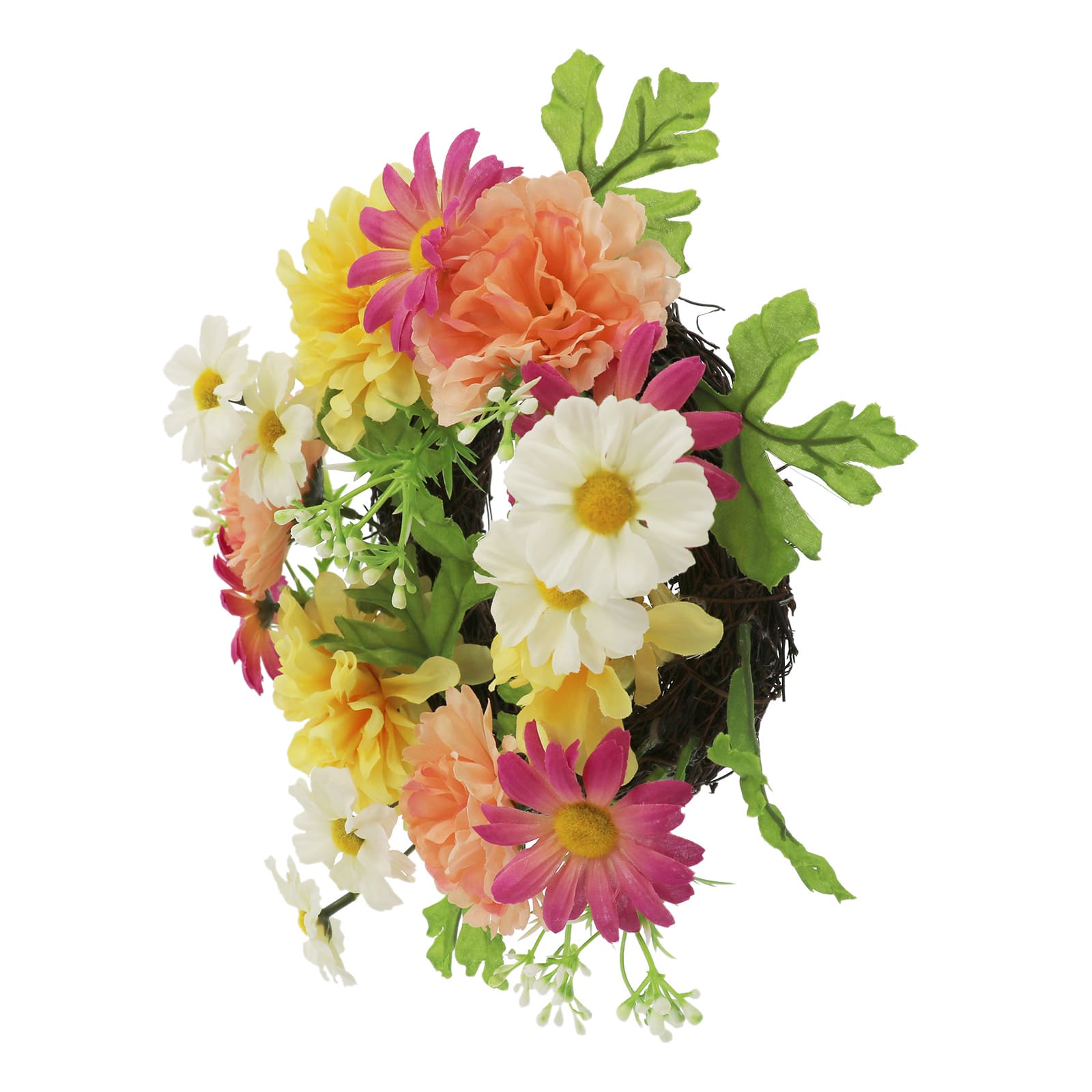 12&#x22; Coral, Pink &#x26; Yellow Peony &#x26; Daisy Mini Wreath by Ashland&#xAE;