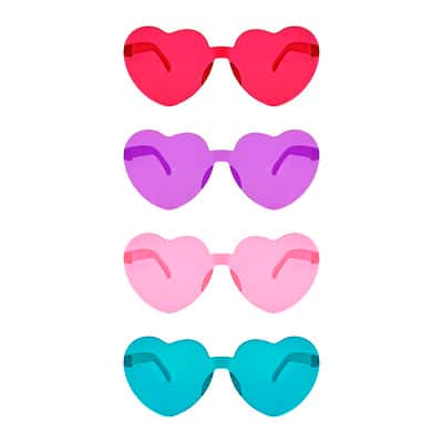 SECALIFE Herzförmige Partybrille, Herzförmige Sonnenbrille, Mehrfarbige Herzförmige Einteilige Brille Für Frauen, Sommerparty, Rosa