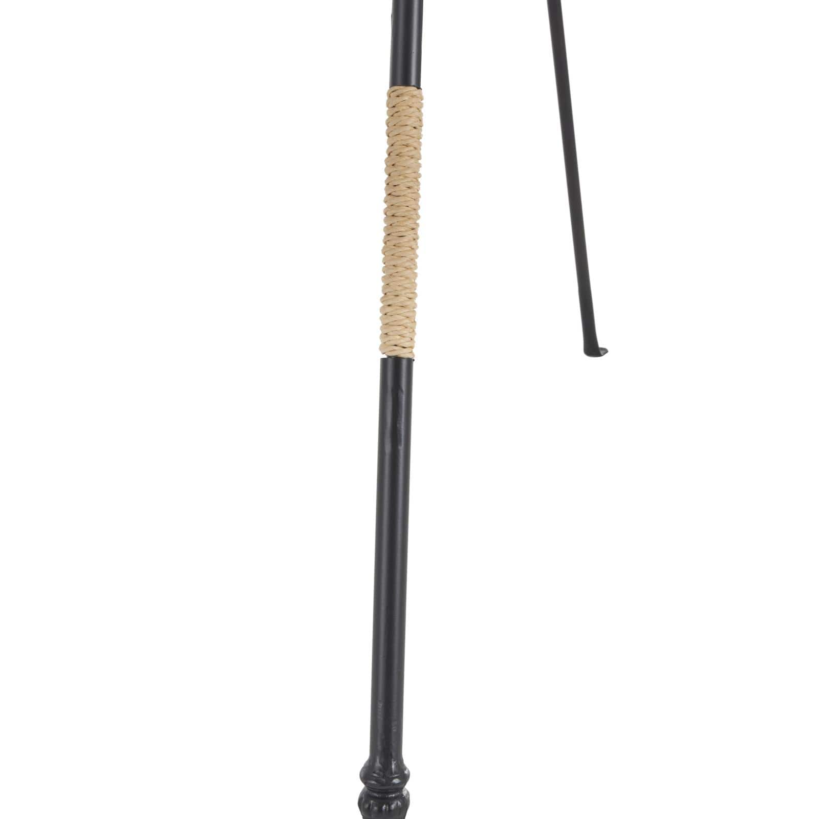 64" Black Metal Slim Foldable 2-Tier Easel with Wrapped Rattan Accents