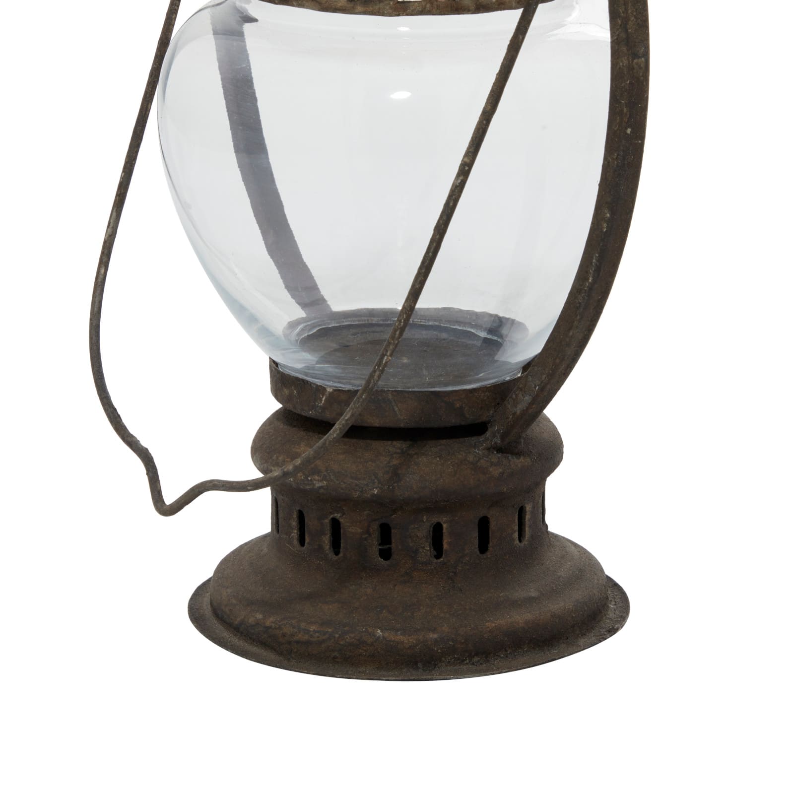 14&#x22; Brown Iron Rustic Candle Holder Lantern