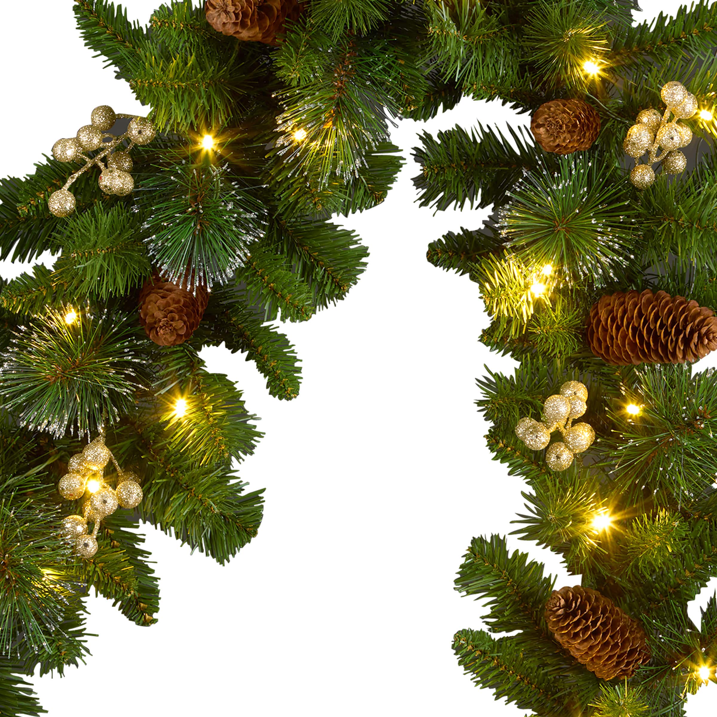 9ft. Crestwood® Green & Gold Spruce & Pinecone Pre-Lit LED Garland D806614S