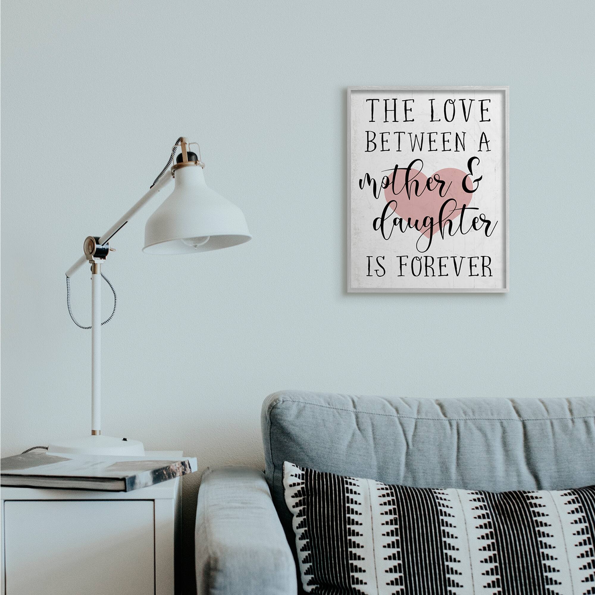 Stupell Industries Love Between Mother & Daughter Gray Framed Wall Art
