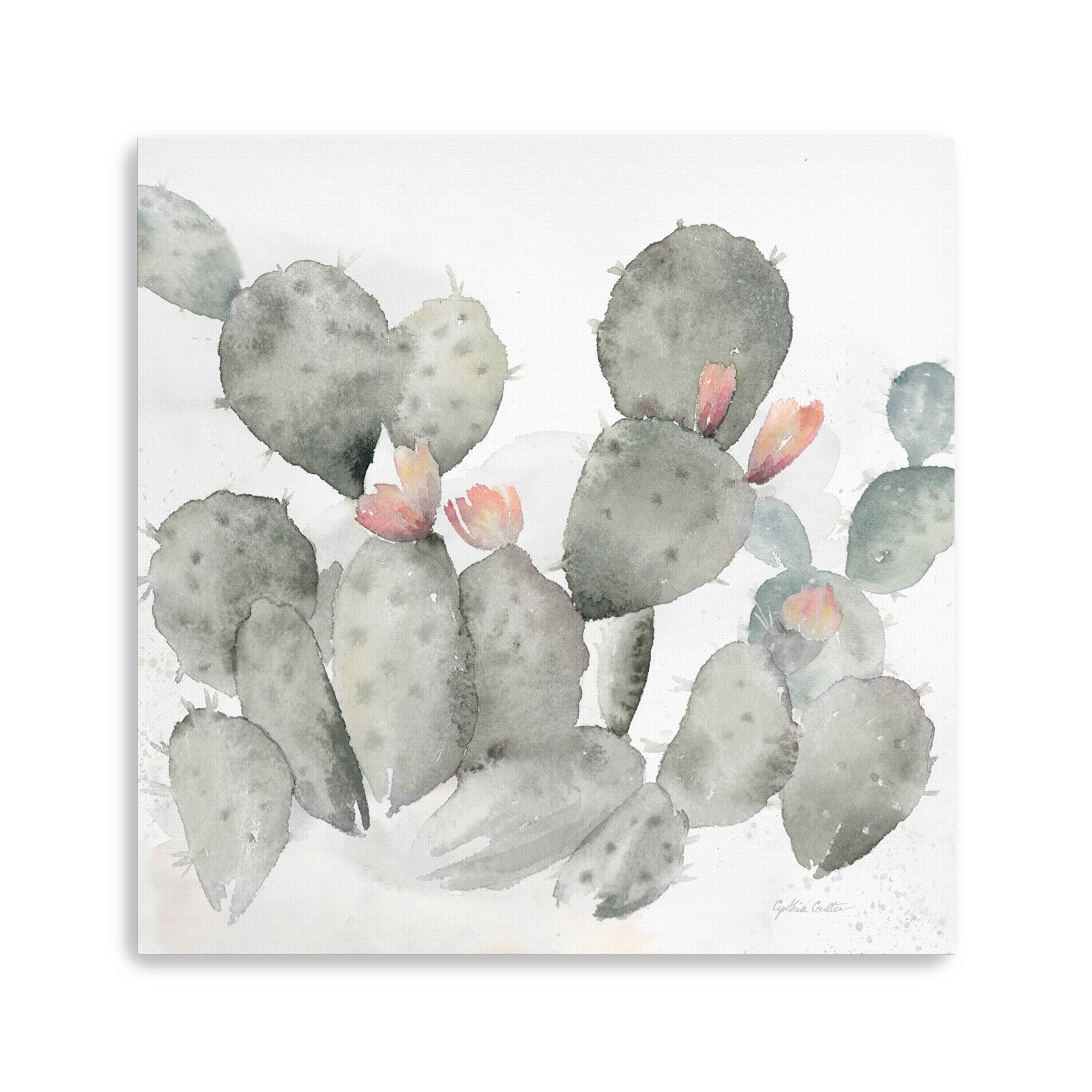 Cactus Garden Gray Blush I Canvas Giclee