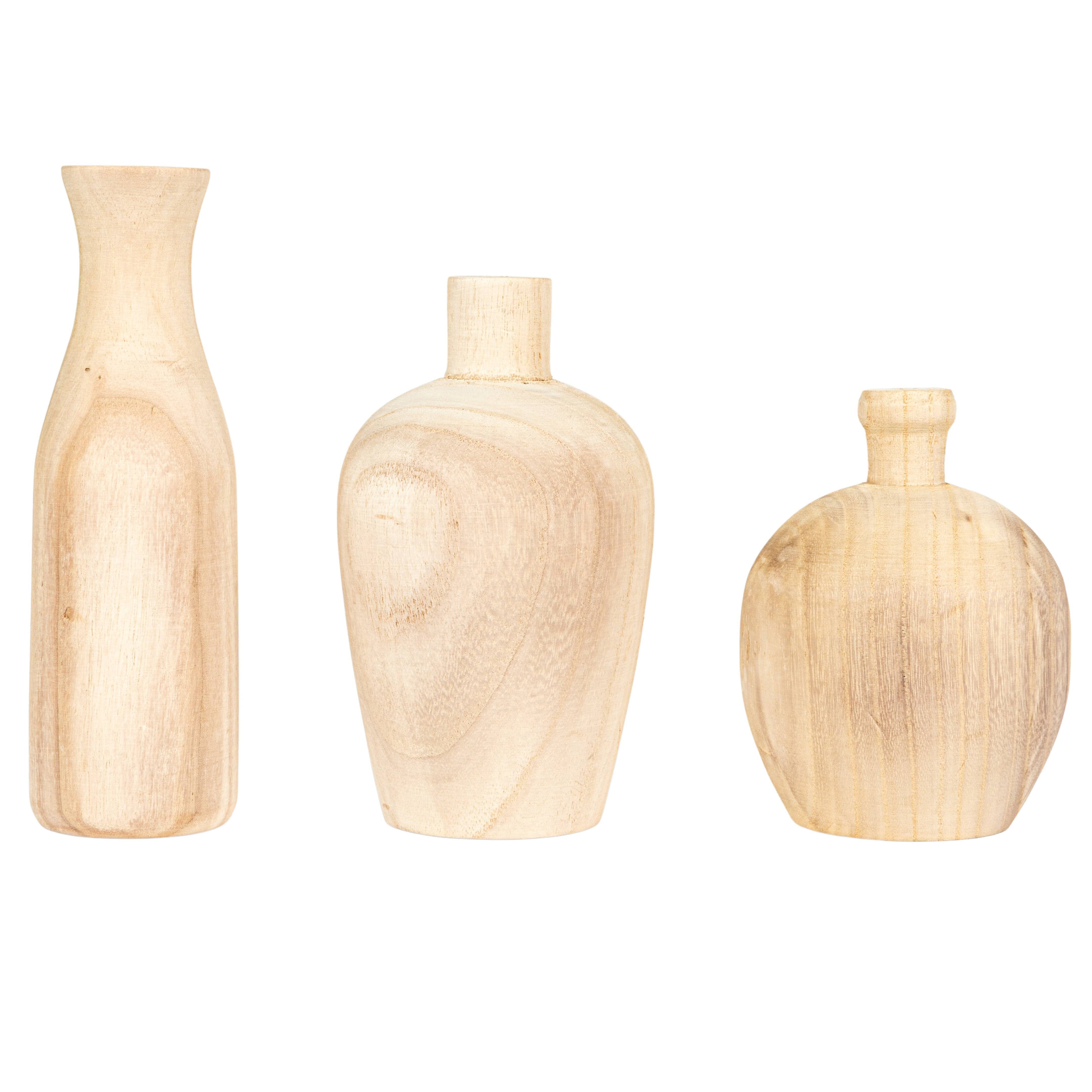 Hello Honey&#xAE; Paulownia Wood Vases Set